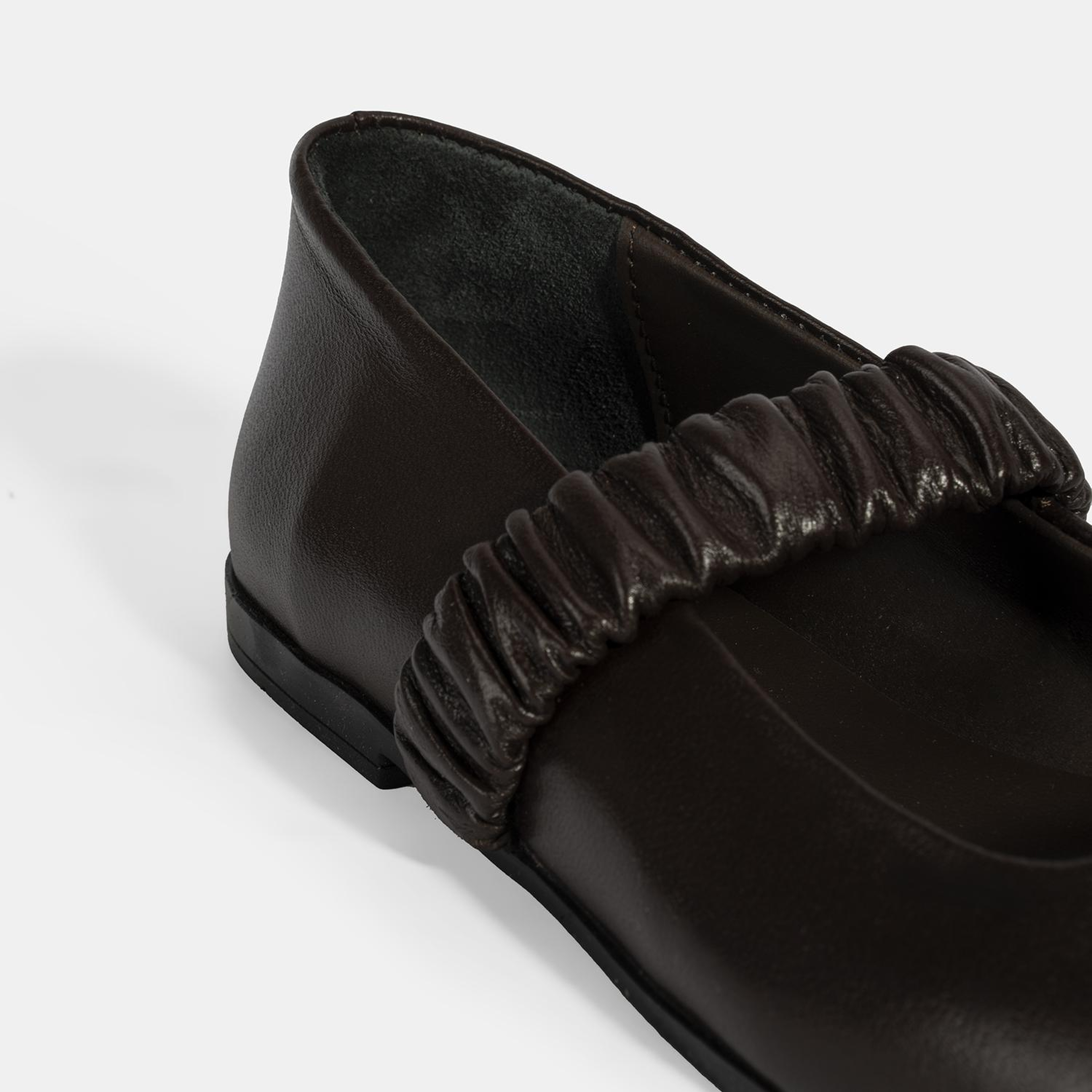 Kadın Kahve Mary Jane Deri Babet