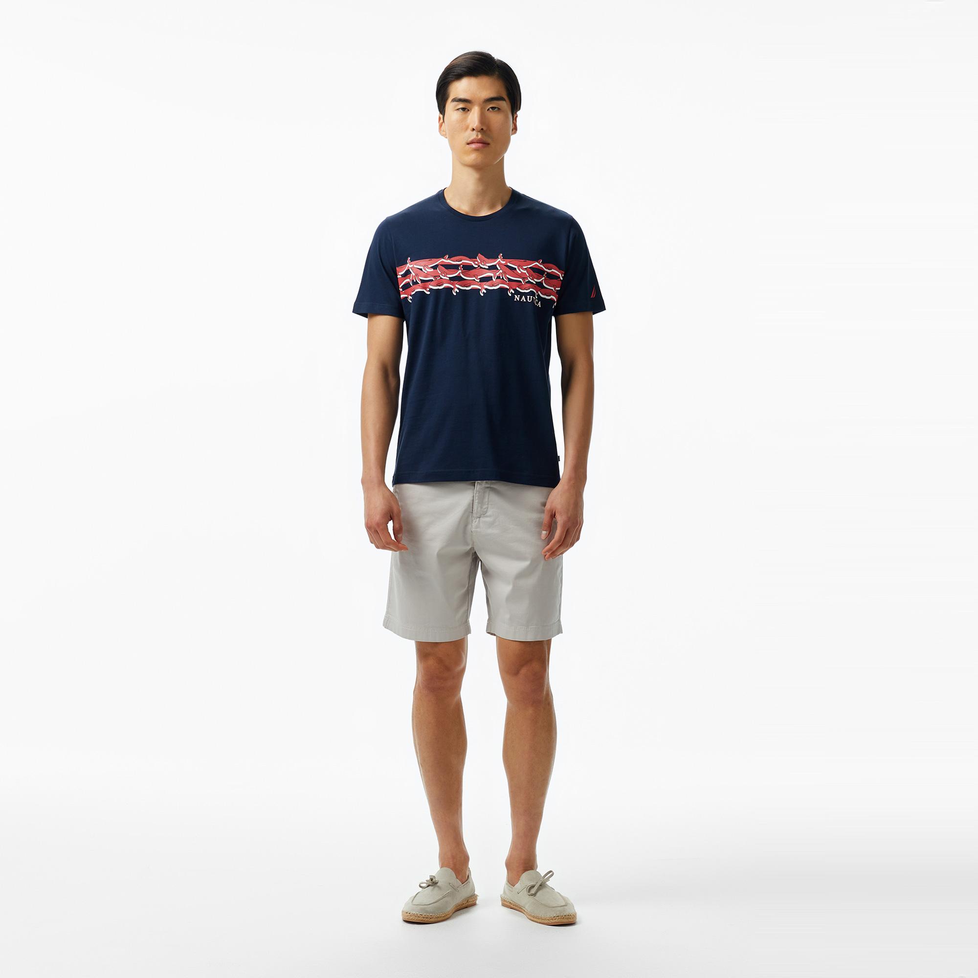 Nautica Erkek Lacivert Regular Fit Baskılı T-Shirt