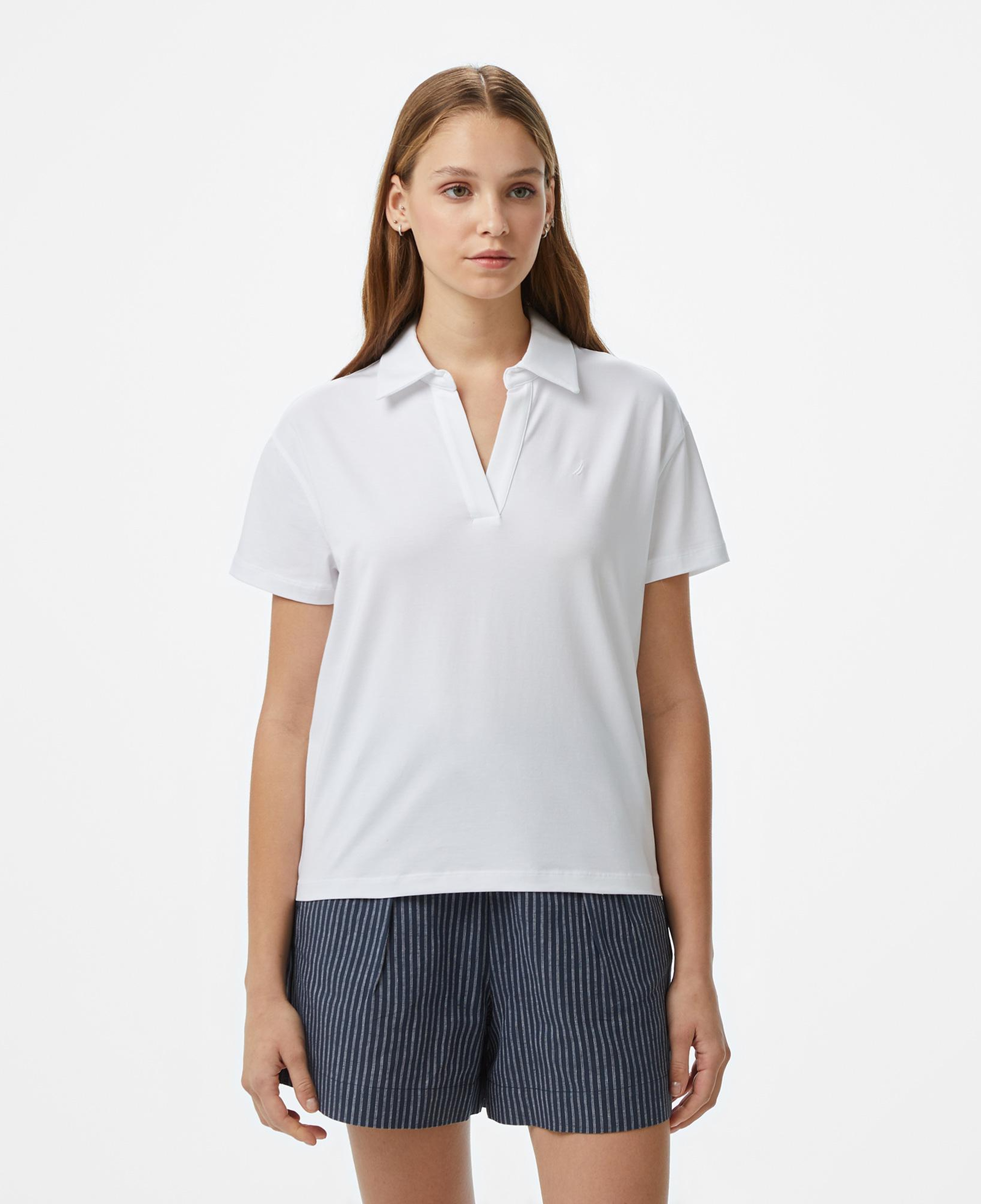 Nautica Kadın Beyaz Regular Fit Polo Yaka T-Shirt