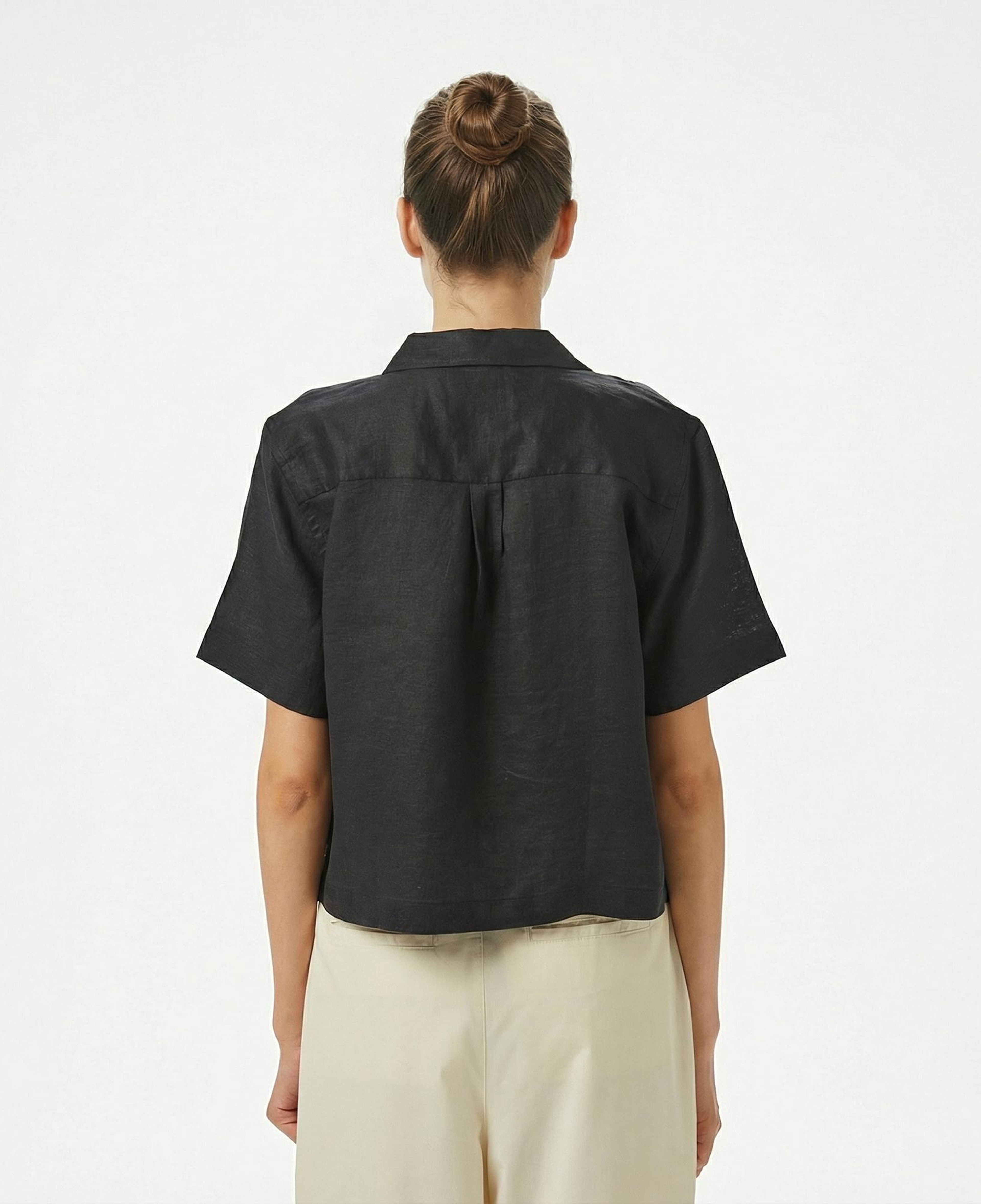 Nautica Kadın Siyah Regular Fit Keten Gömlek