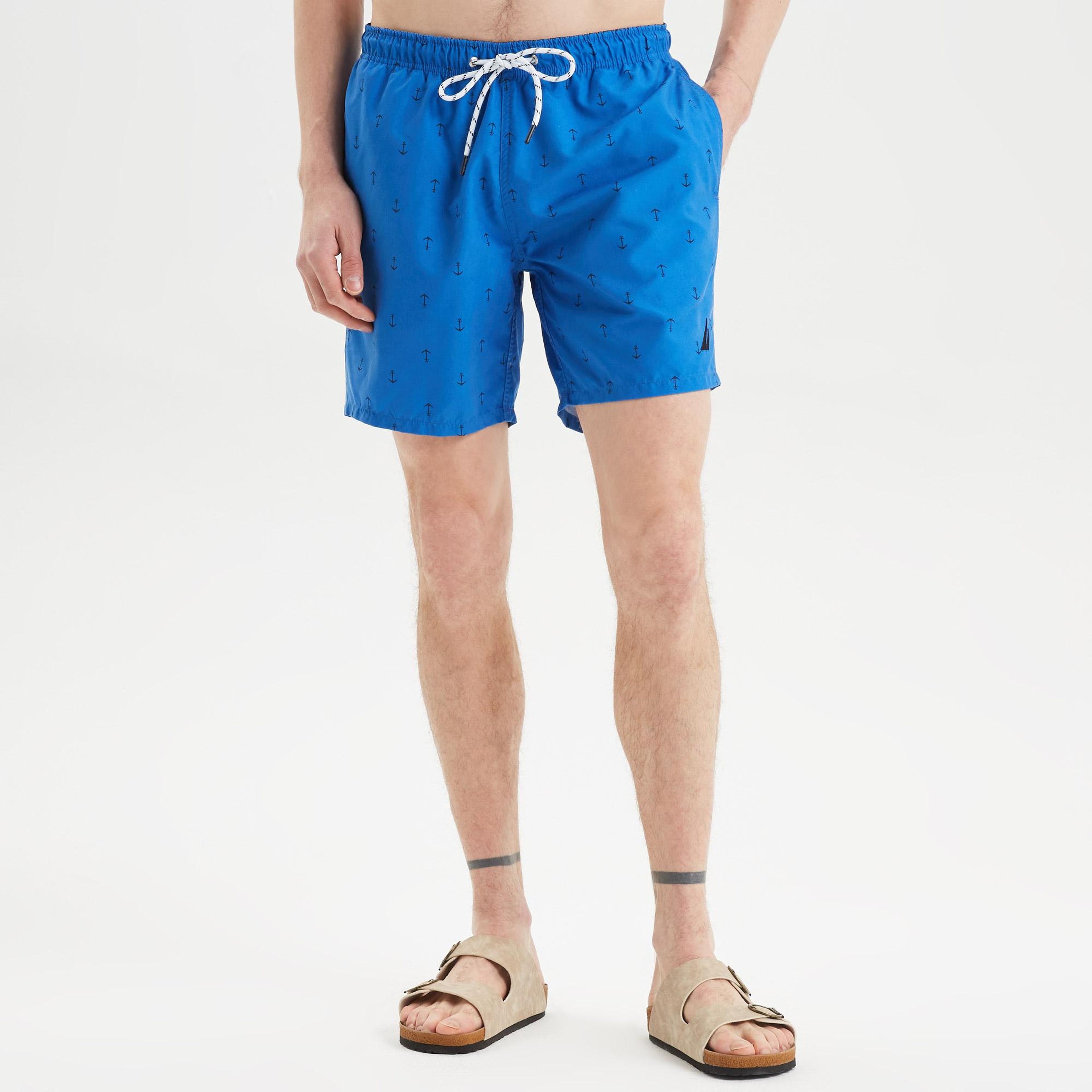 Nautica Erkek Mavi Desenli Deniz Şortu