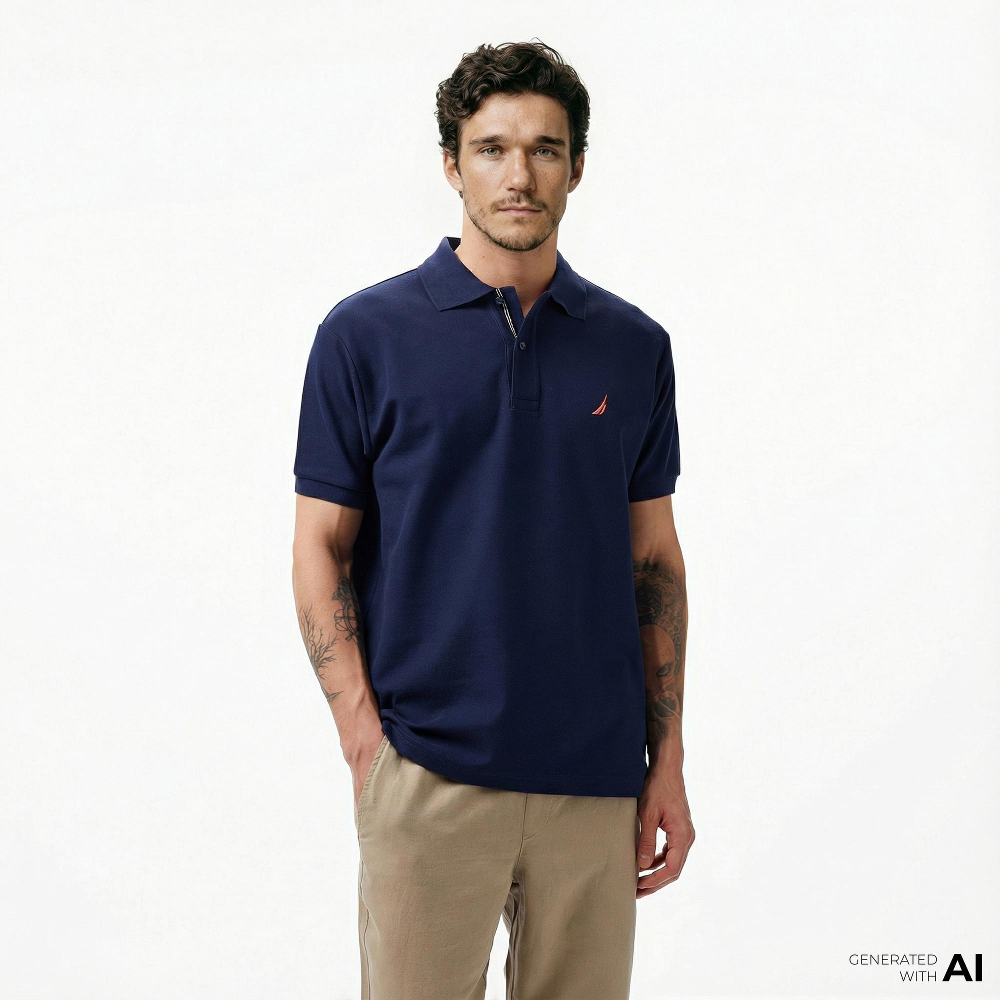 Nautica Erkek Lacivert Classic Fit Kısa Kollu Polo Yaka T-Shirt