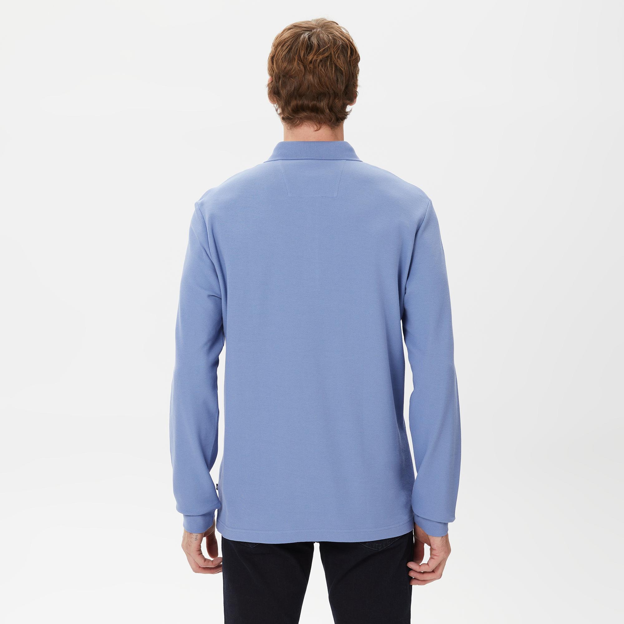 Nautica Erkek Mavi Classic Fit Uzun Kollu Polo Yaka T-Shirt
