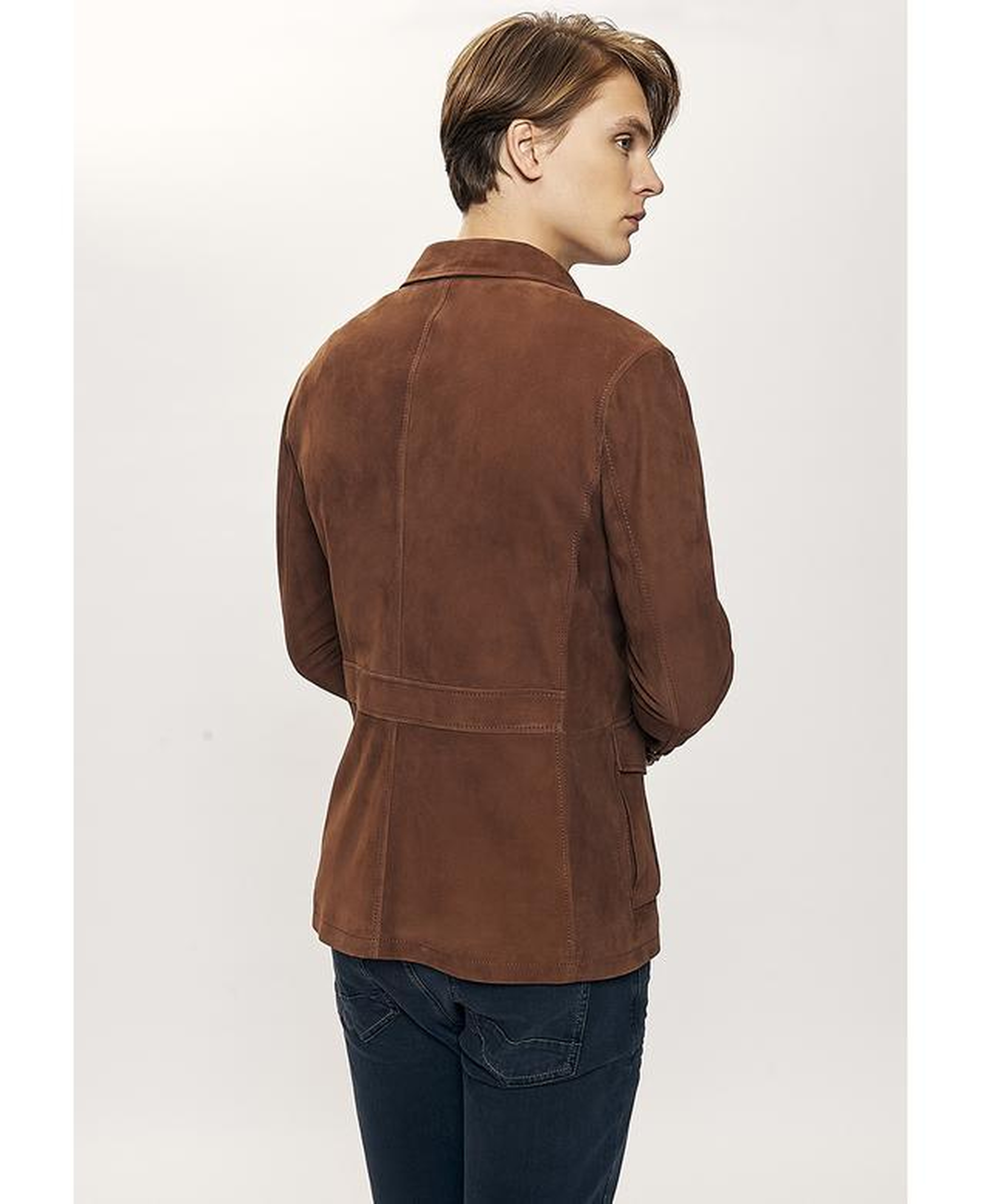 Antonin Kahve Erkek Süet Safari Deri Ceket