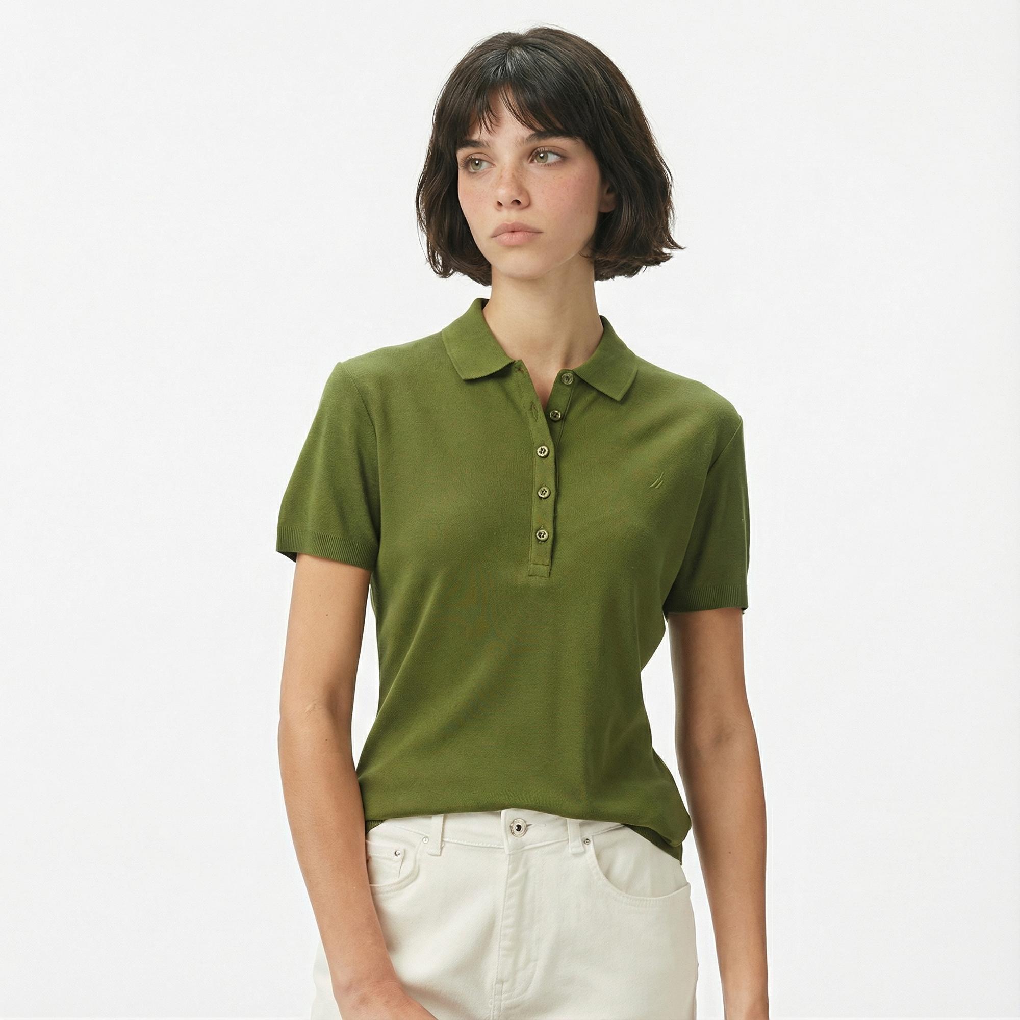 Nautica Kadın Yeşil Regular Fit Polo Yaka T-Shirt