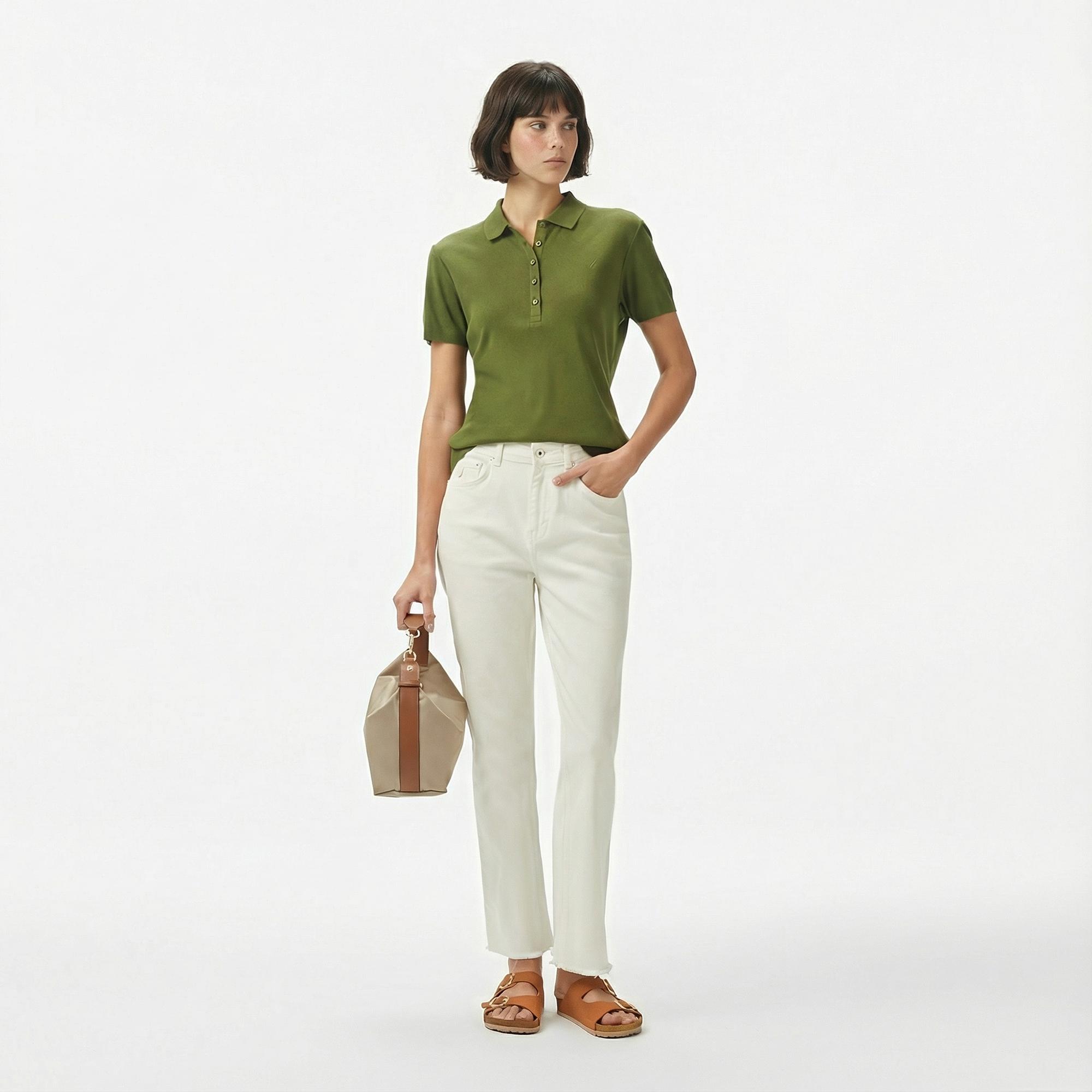 Nautica Kadın Yeşil Regular Fit Polo Yaka T-Shirt