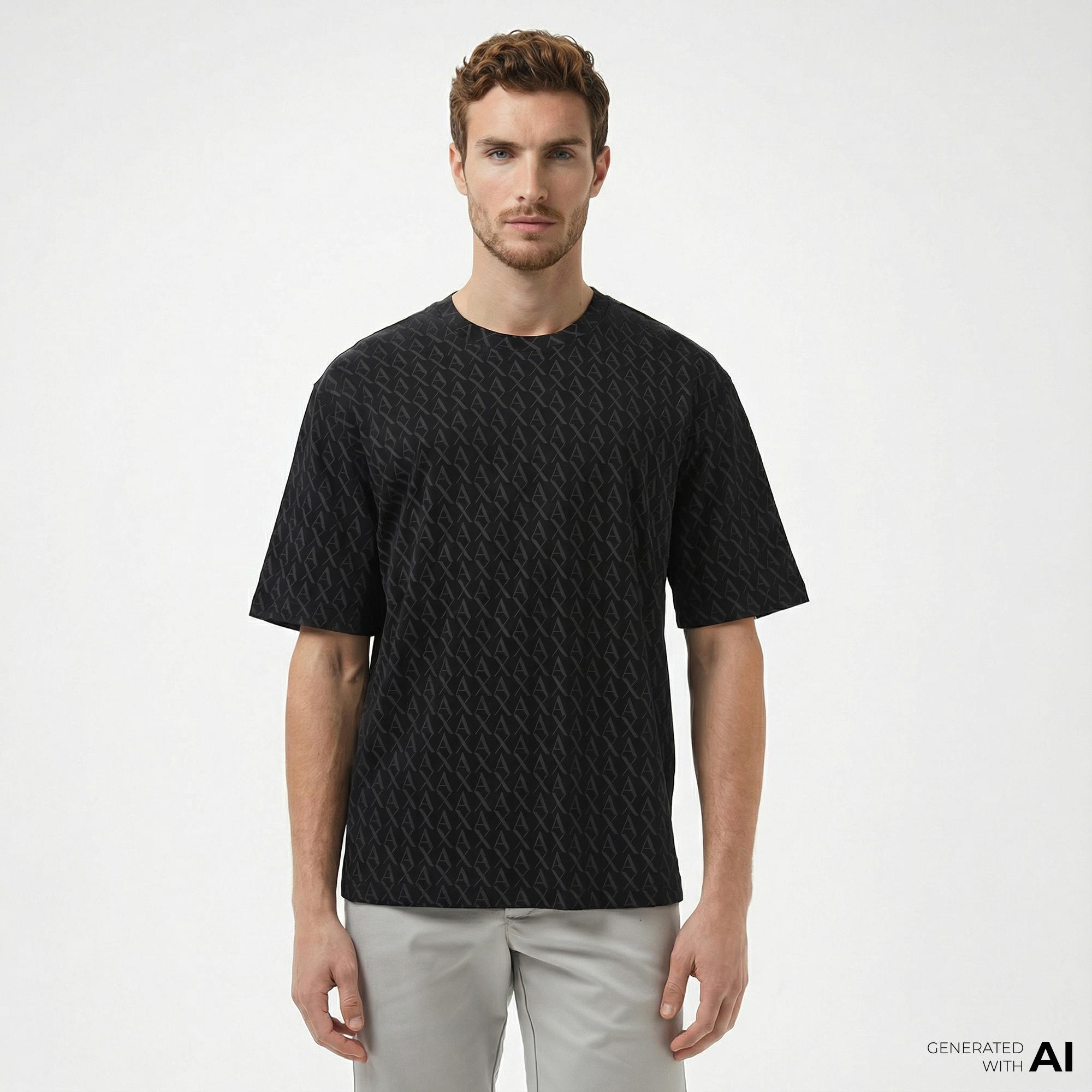 Armani Exchange Erkek Siyah Bisiklet Yaka T-Shirt