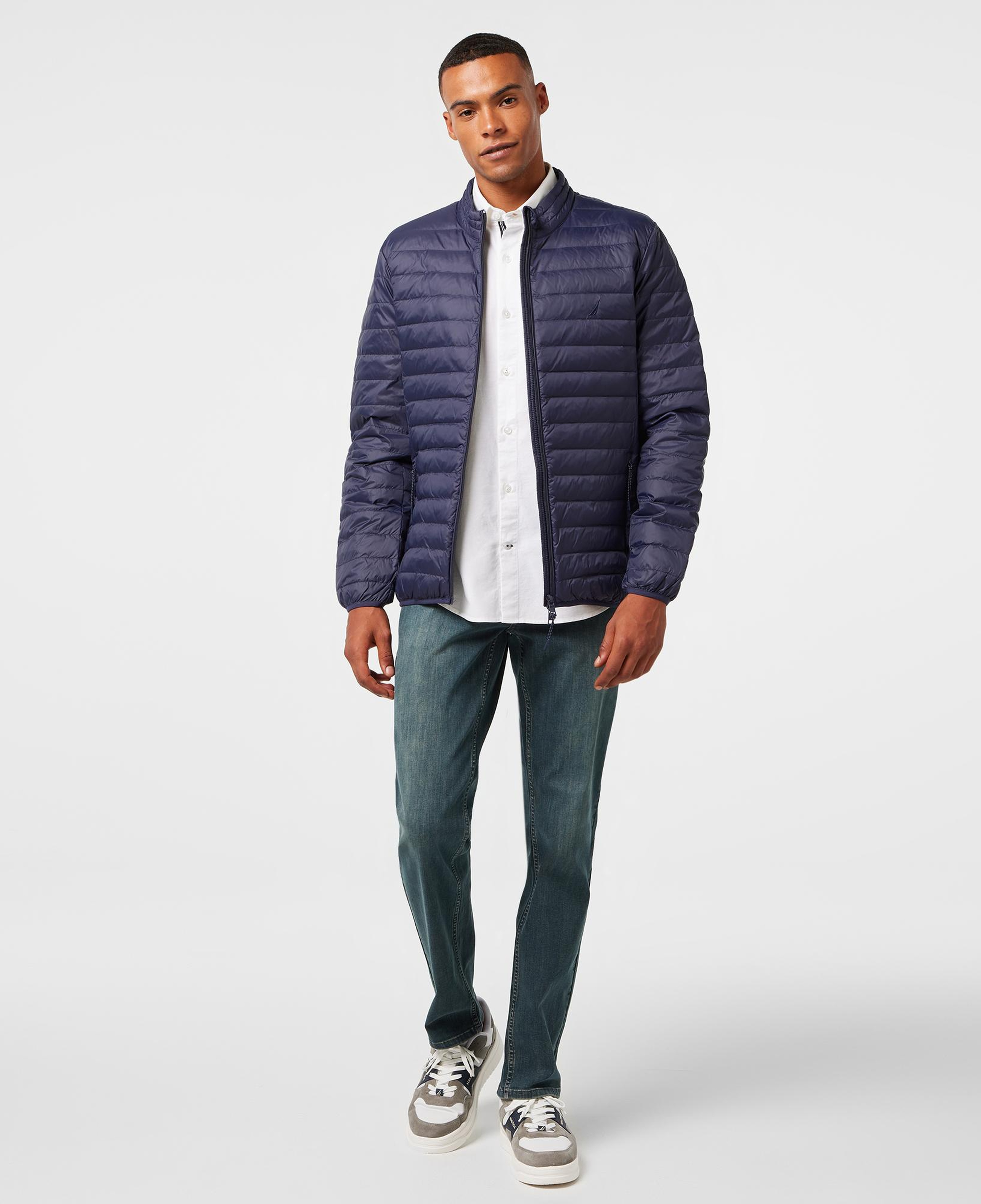 Nautica Erkek Lacivert Su Kaydırma Özellikli Kaz Tüyü Mont