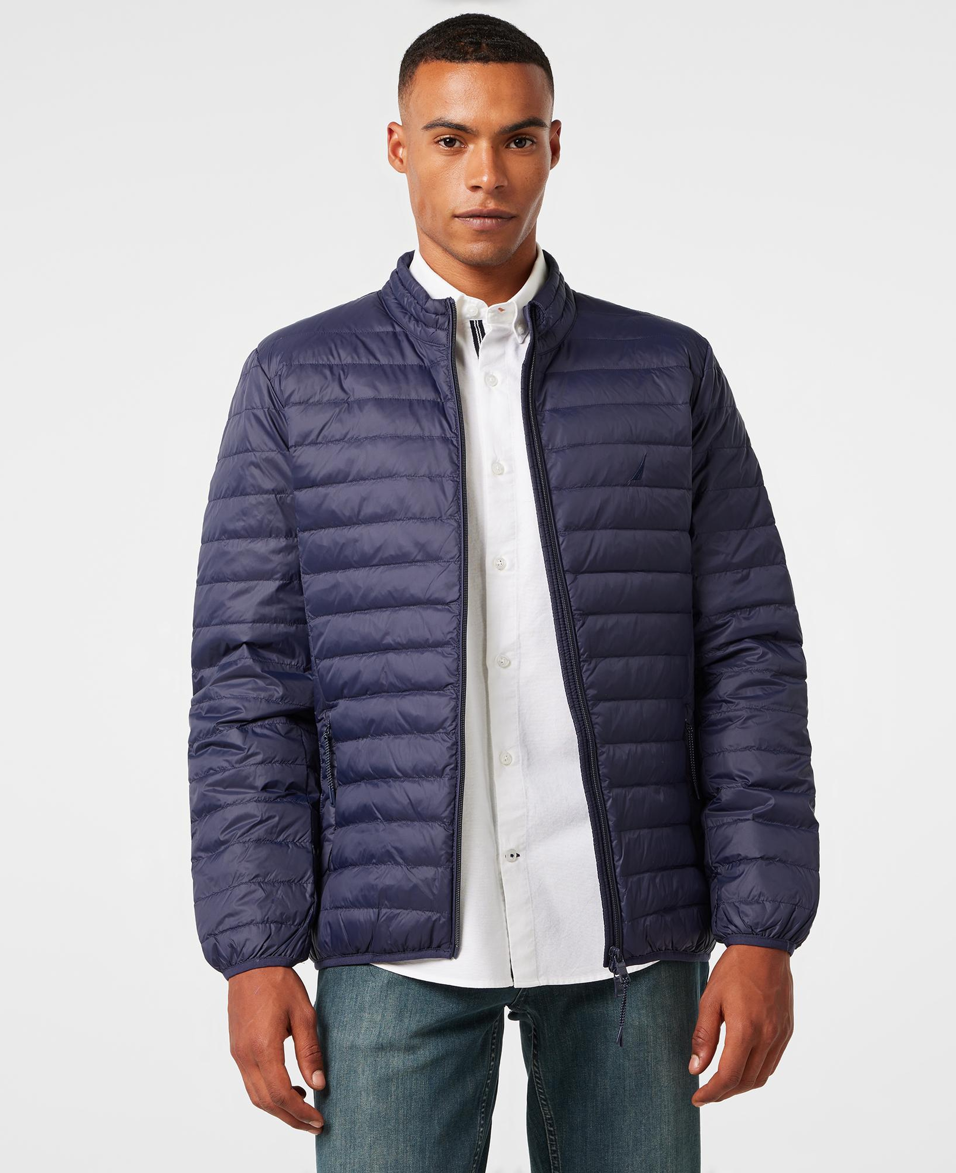 Nautica Erkek Lacivert Su Kaydırma Özellikli Kaz Tüyü Mont