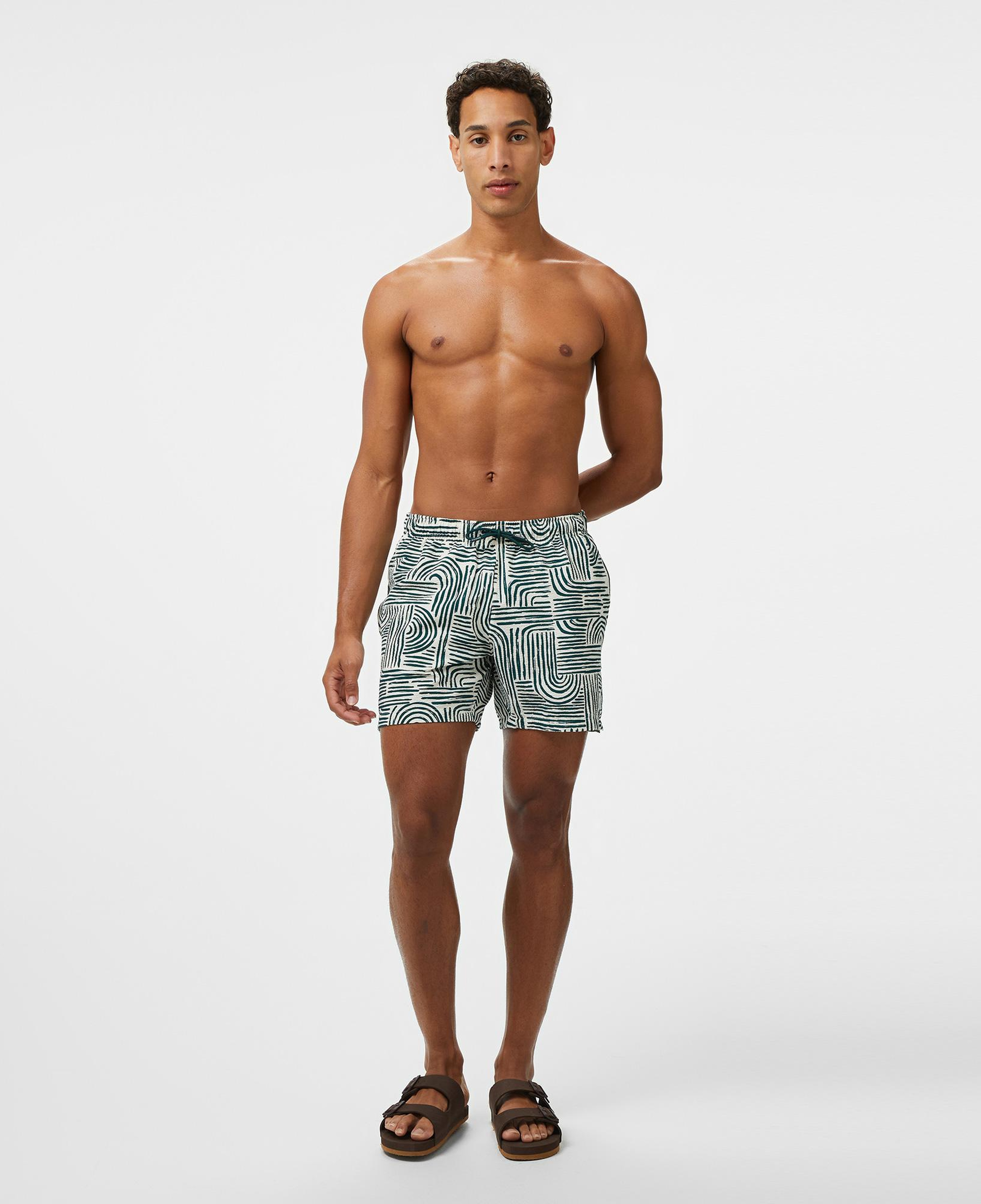 Nautica Erkek Yeşil Regular Fit Desenli Deniz Şortu