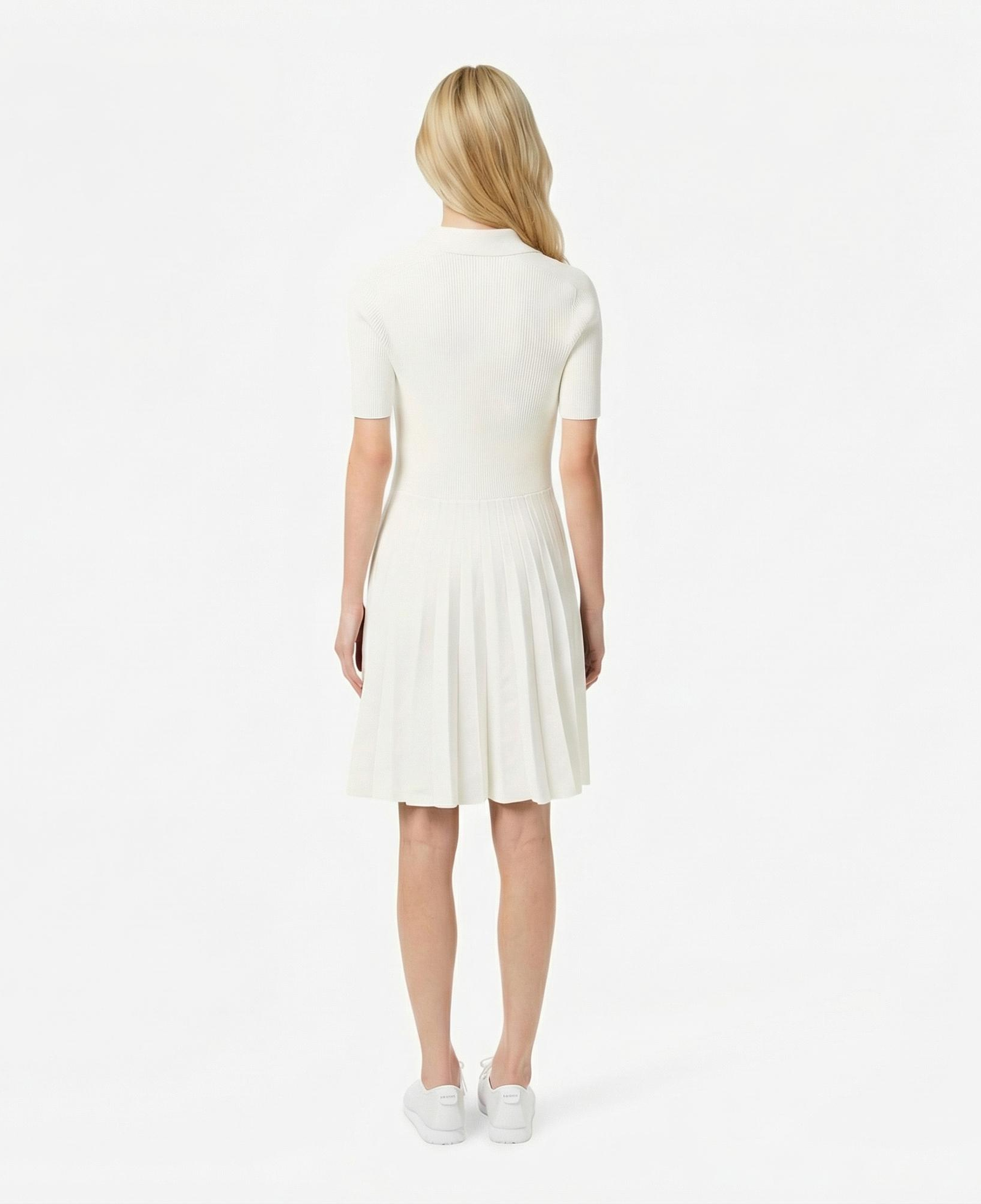 Lacoste Kadın Relaxed Fit Kısa Kollu Polo Yaka Beyaz Elbise