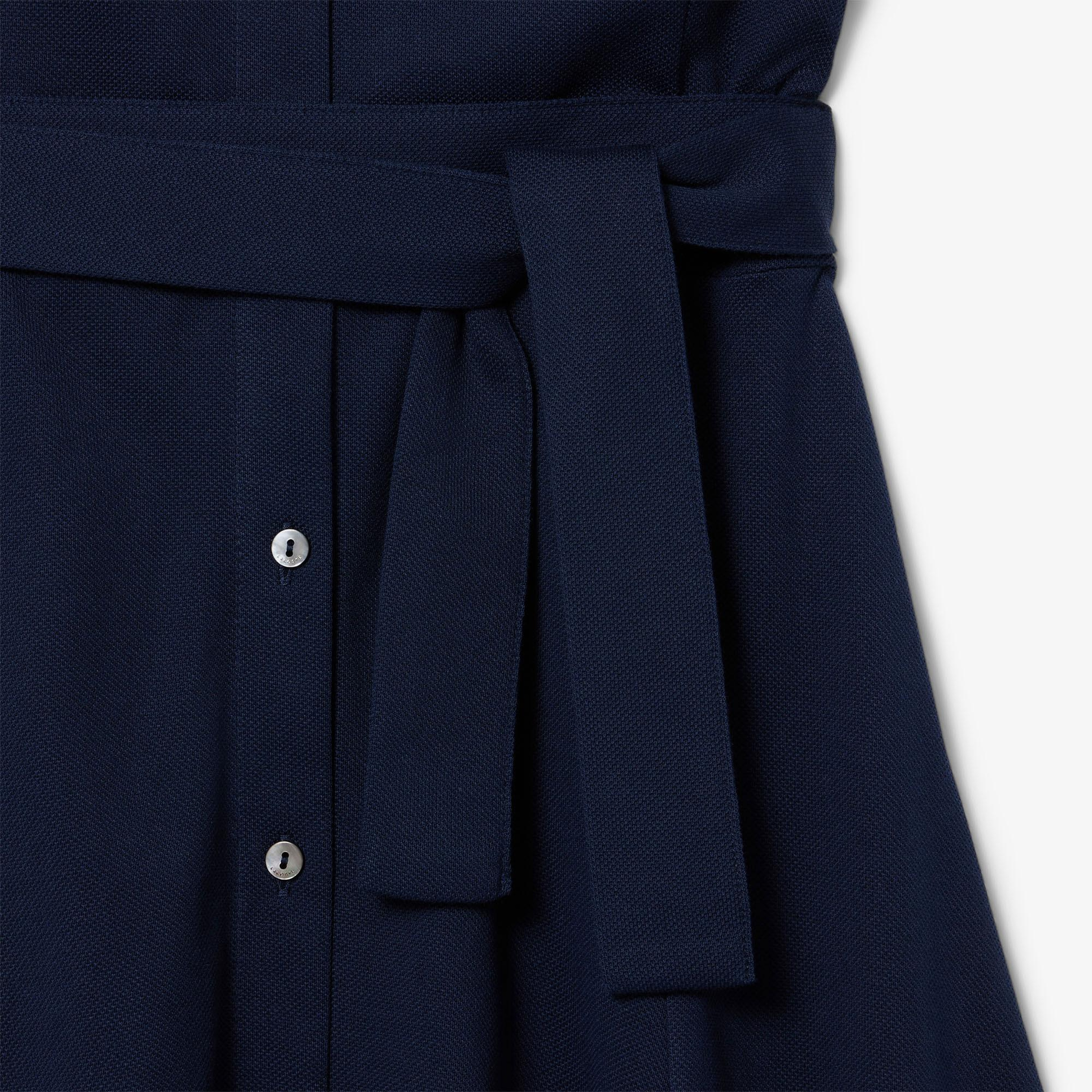 Lacoste Kadın Flare Fit Kısa Kollu Polo Yaka Lacivert Elbise