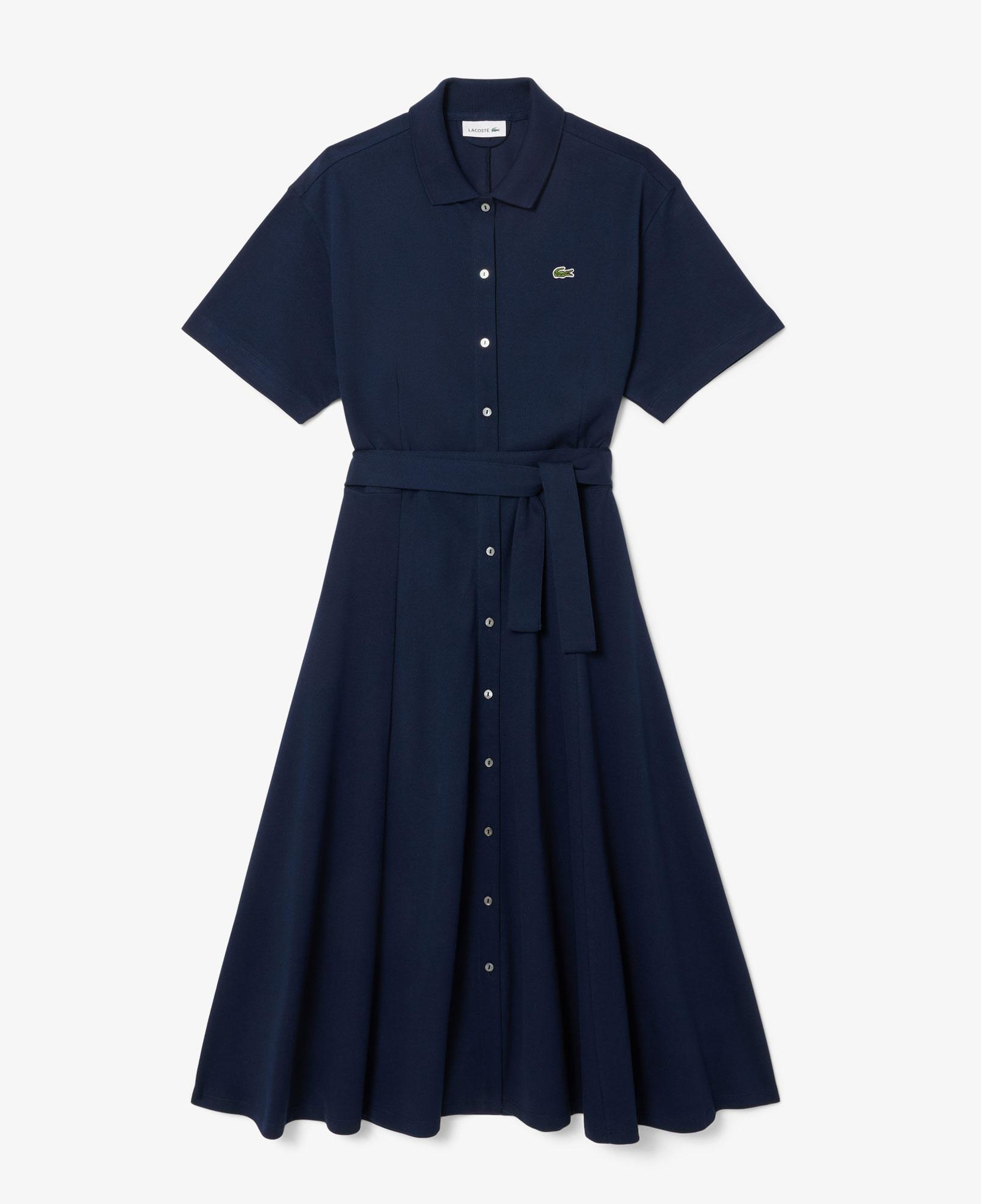 Lacoste Kadın Flare Fit Kısa Kollu Polo Yaka Lacivert Elbise