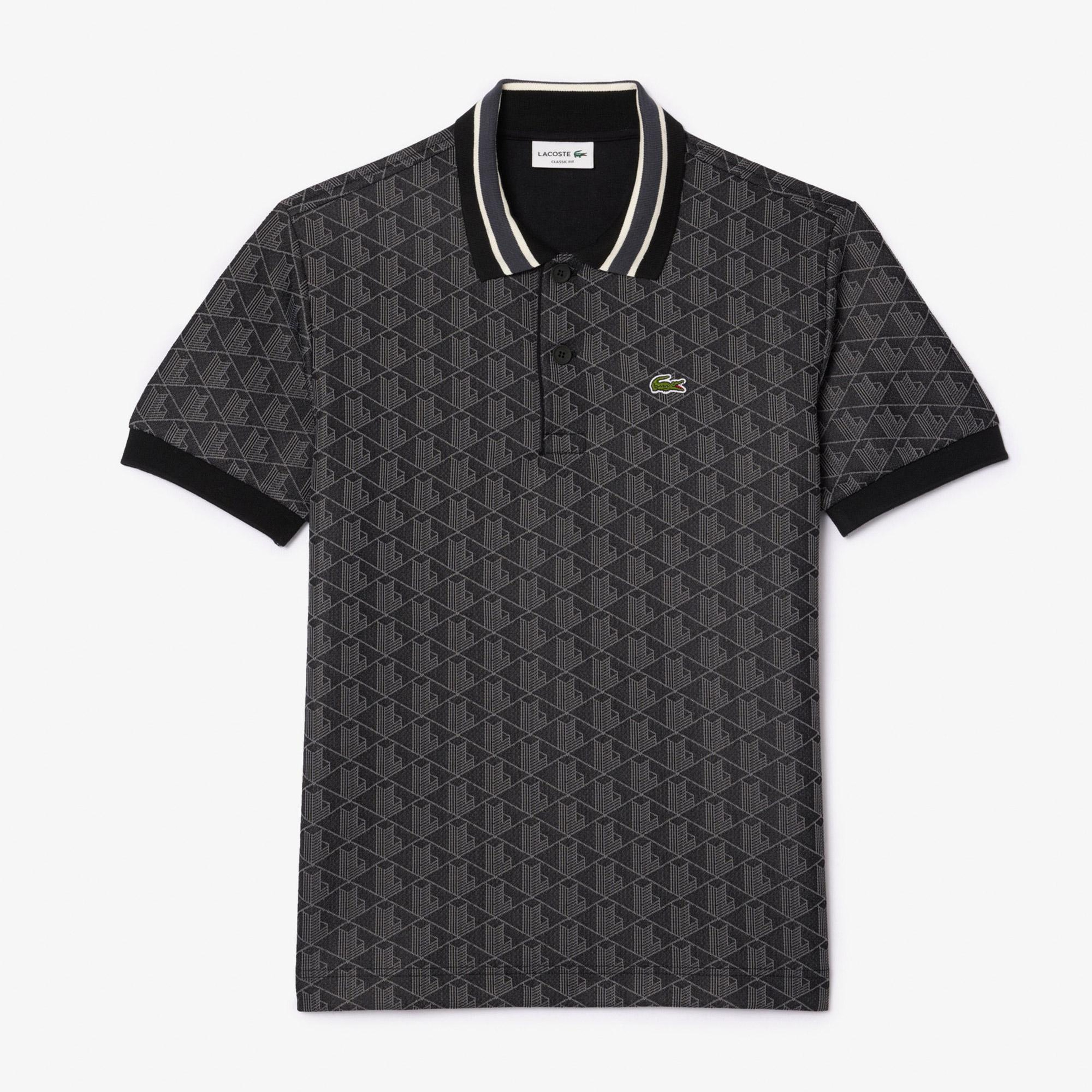 Lacoste Erkek Classic Fit Monogram Siyah Polo