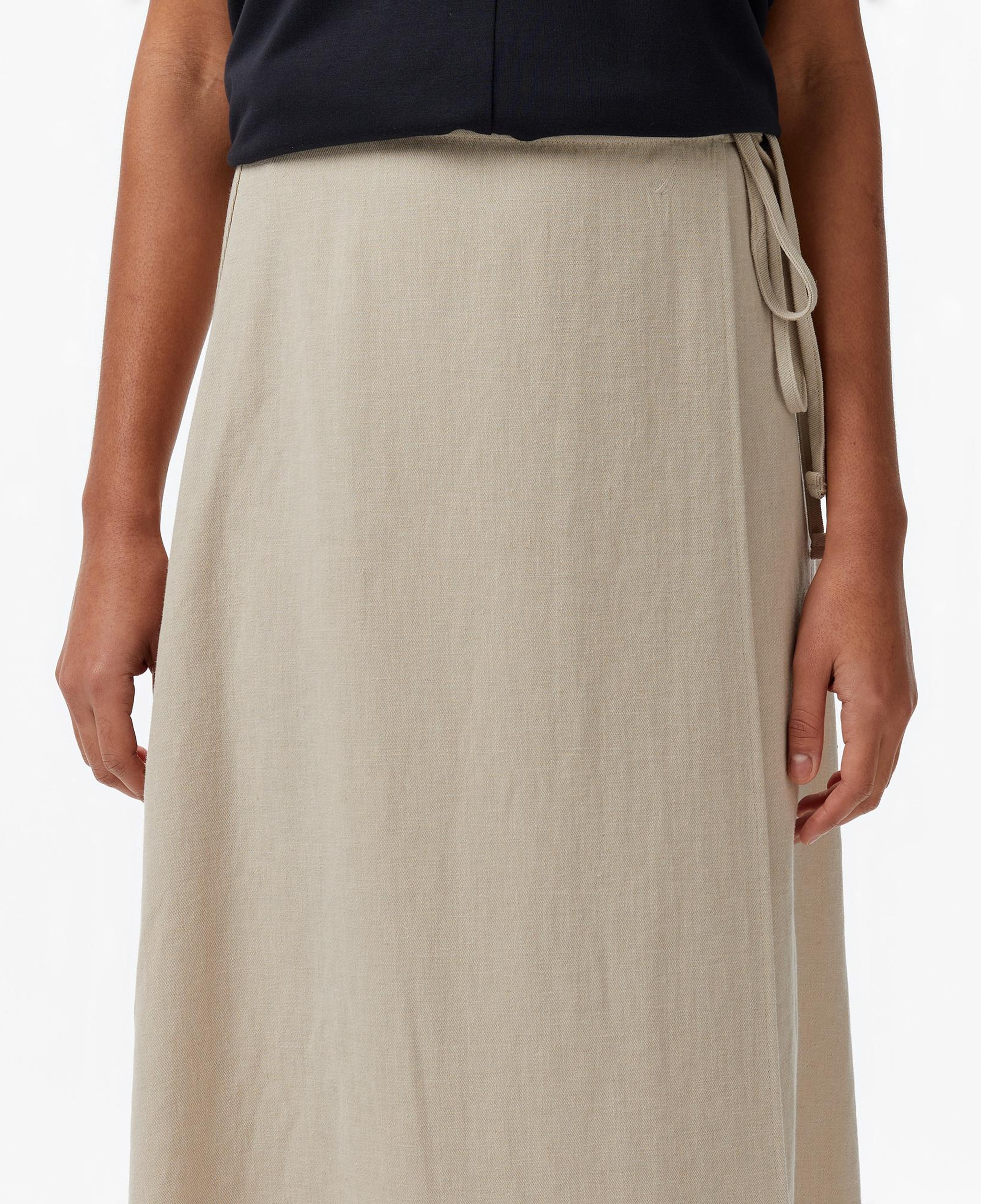 Nautica Kadın Bej Regular Fit Keten Karışımlı Etek
