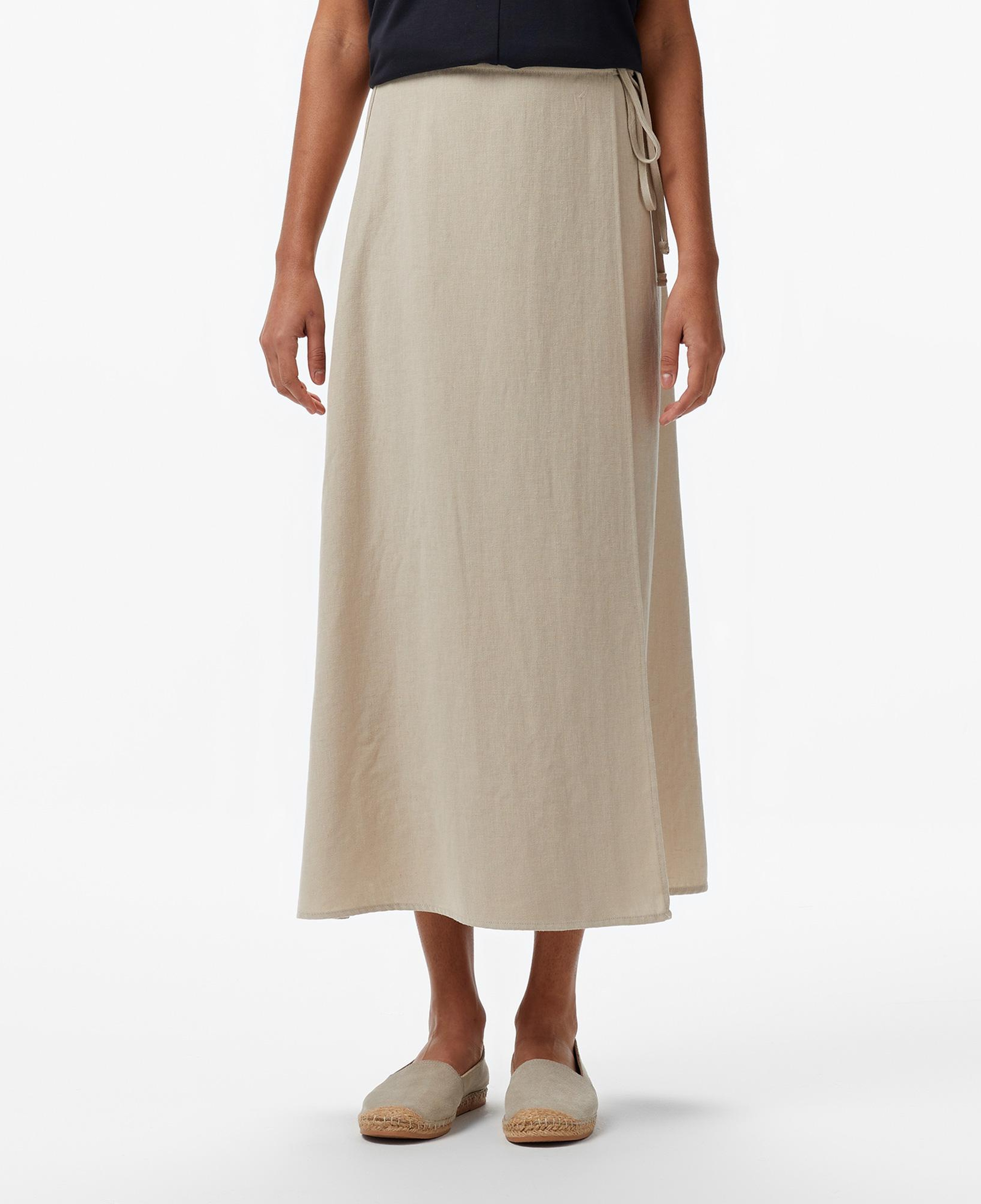 Nautica Kadın Bej Regular Fit Keten Karışımlı Etek
