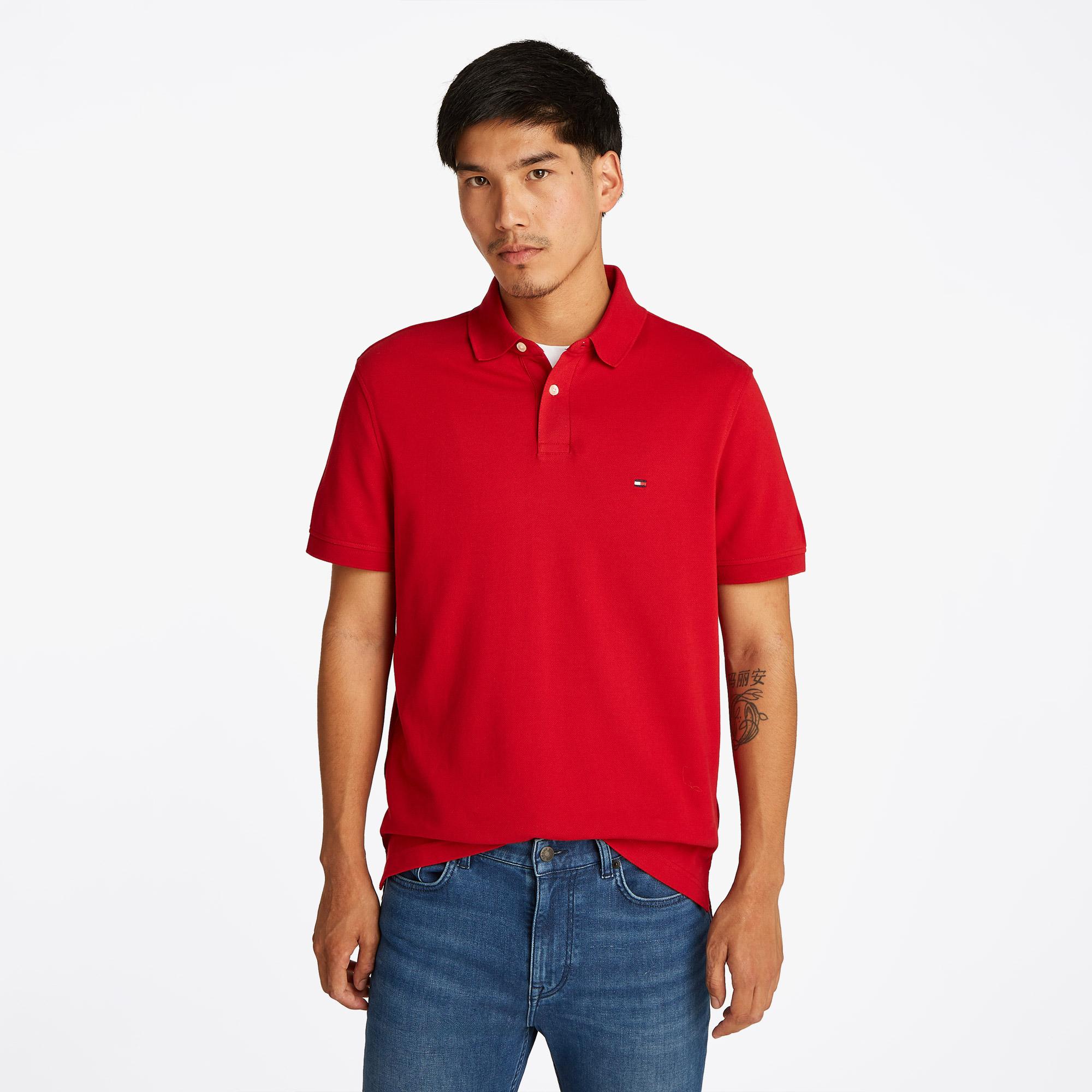 Tommy Hilfiger Nos Erkek Kırmızı Polo Yaka T-Shirt