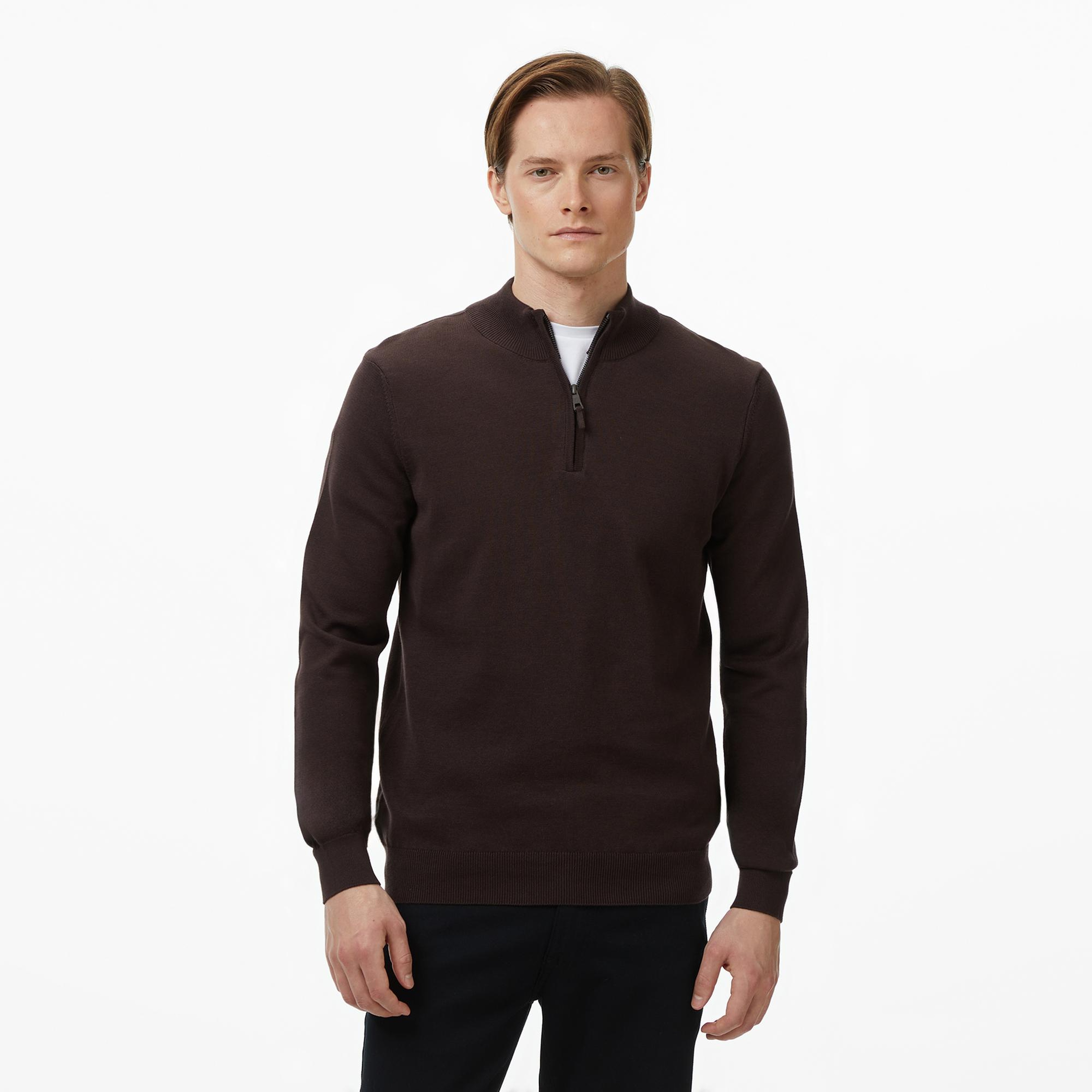 Nautica Erkek Kahverengi Classic Fit Kazak