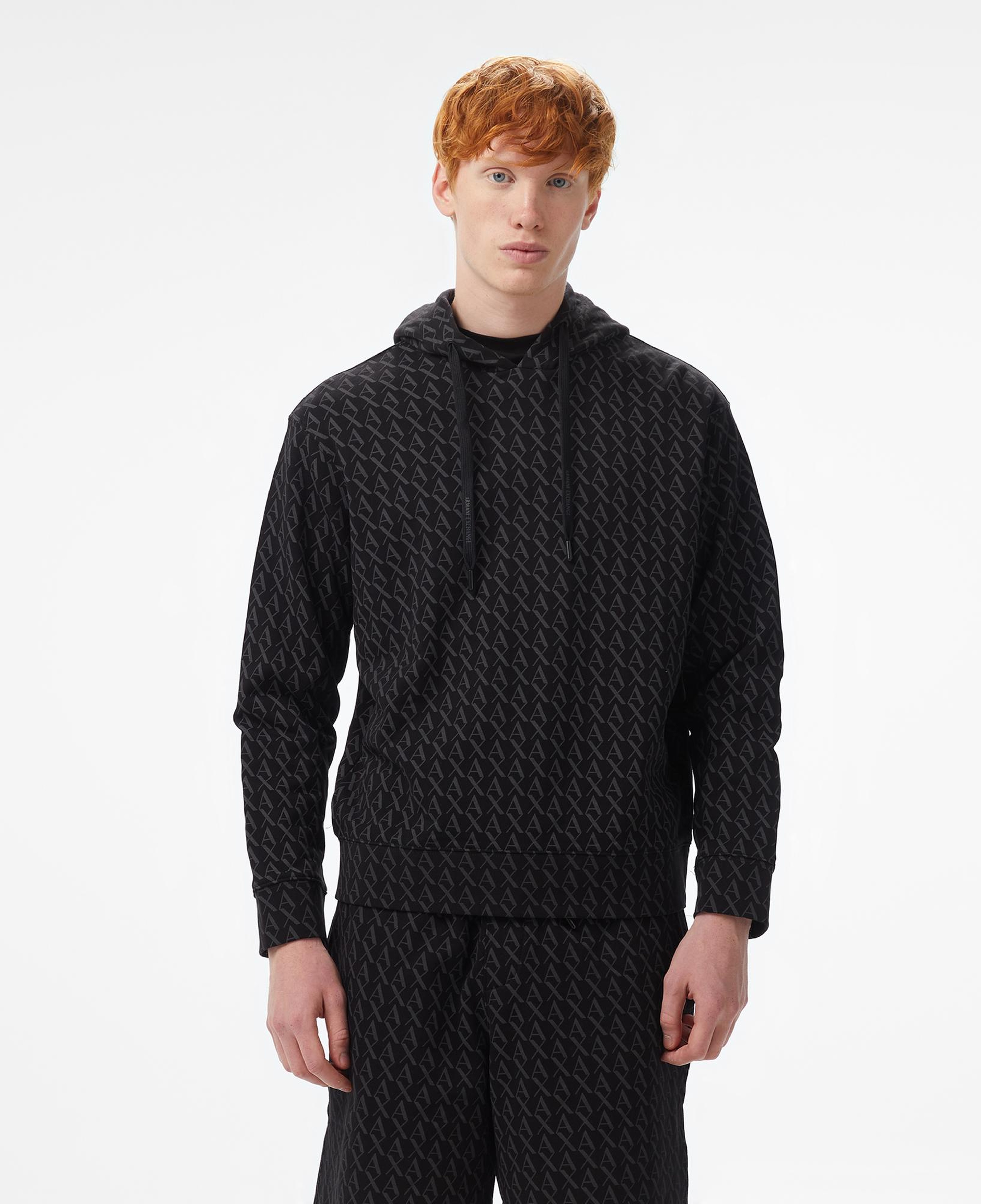 Armani Exchange Erkek Siyah Kapüşonlu Sweatshirt