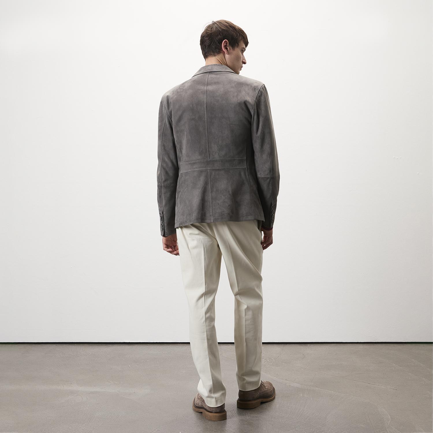 Nicolie Gri Erkek Süet Safari Ceket