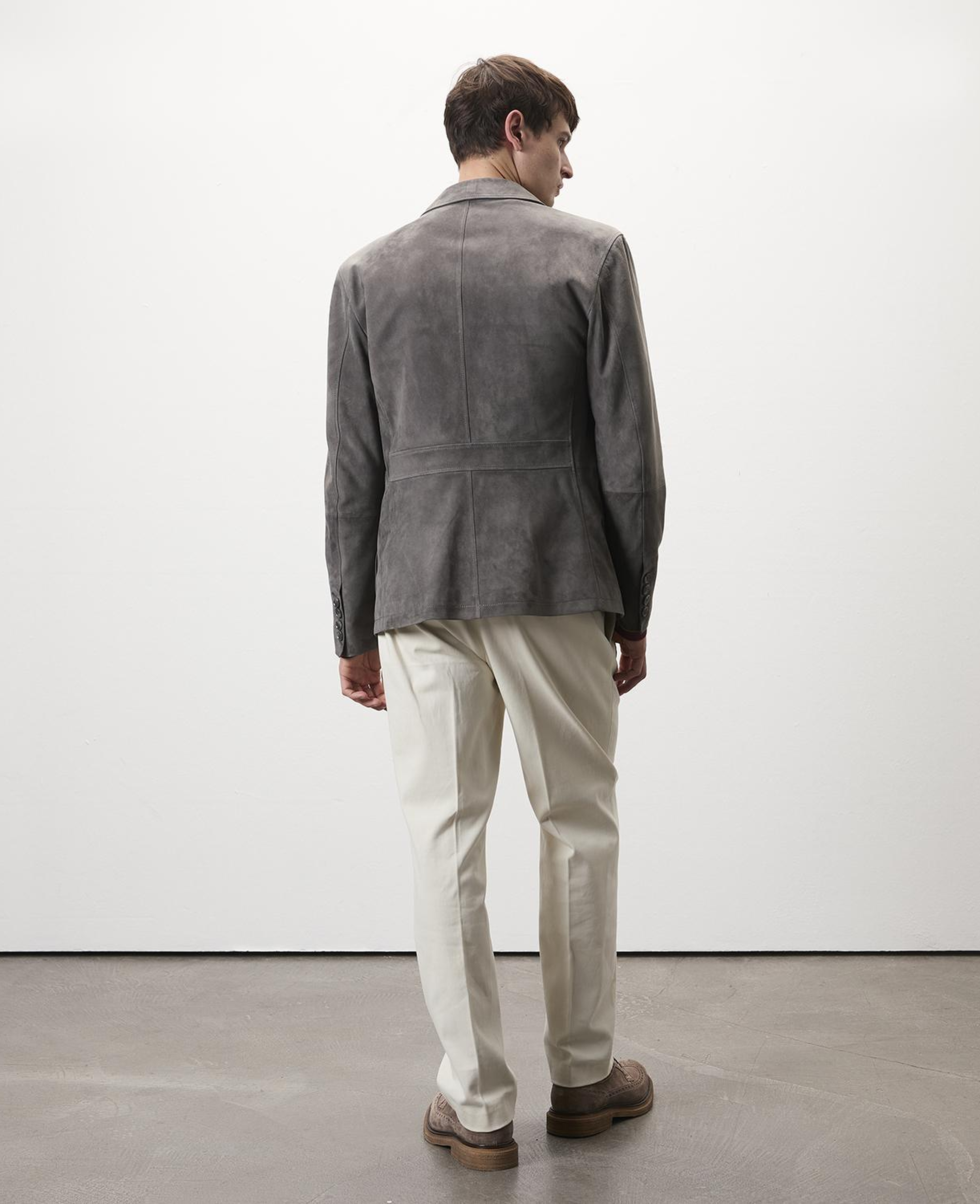 Nicolie Gri Erkek Süet Safari Ceket