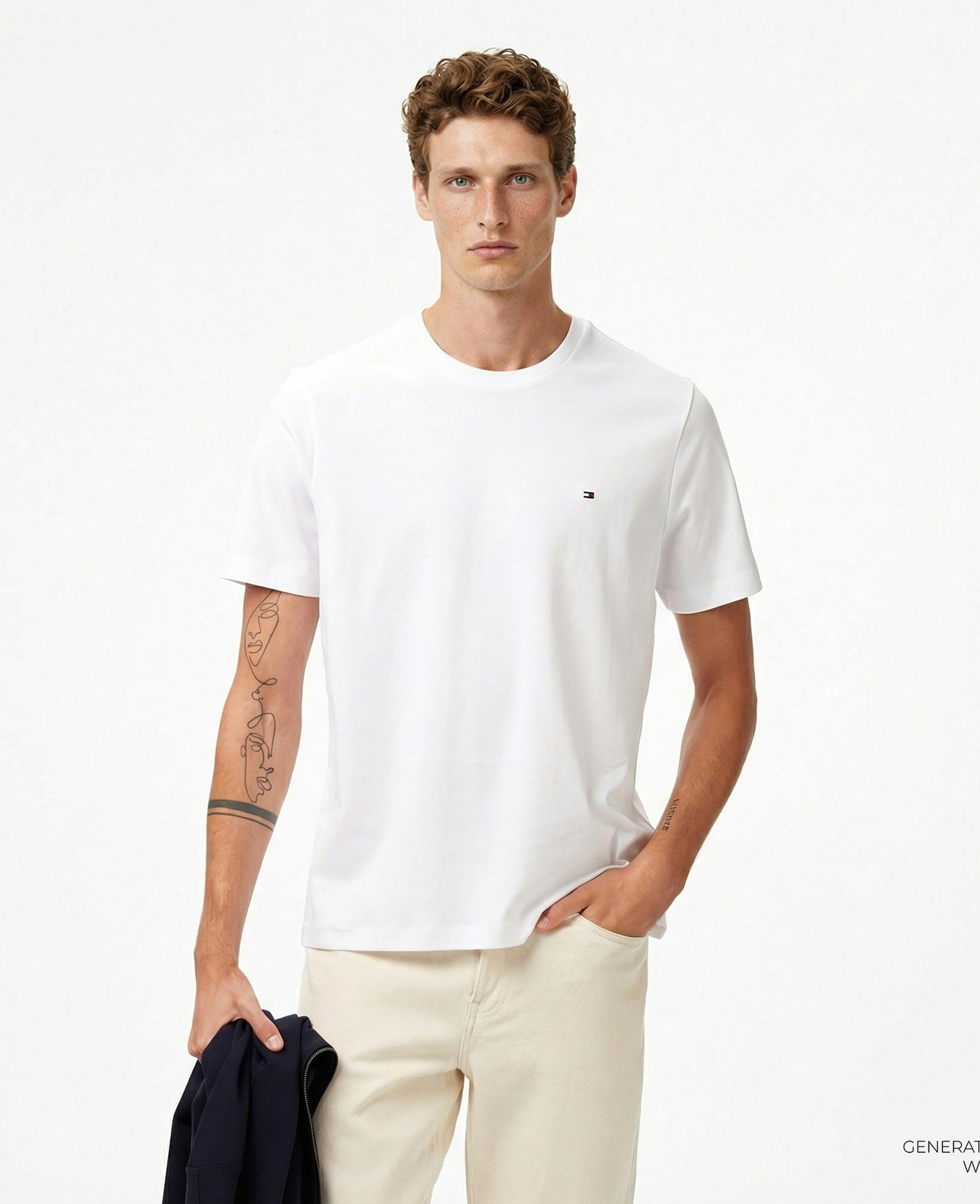 Tommy Hilfiger Elevated Essentials Erkek Beyaz T-Shirt