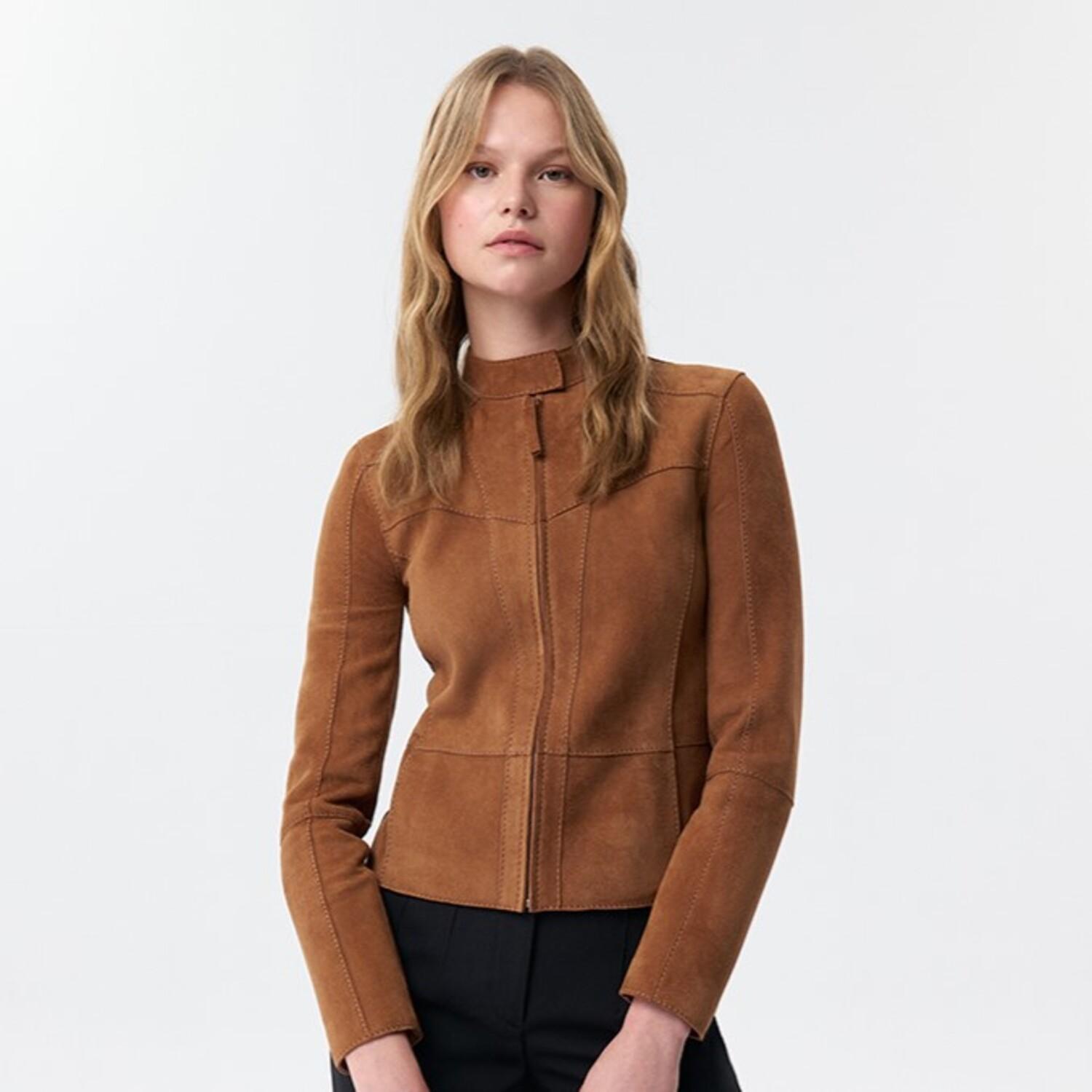 Chantoya Taba Kadın Biker Süet Deri Ceket