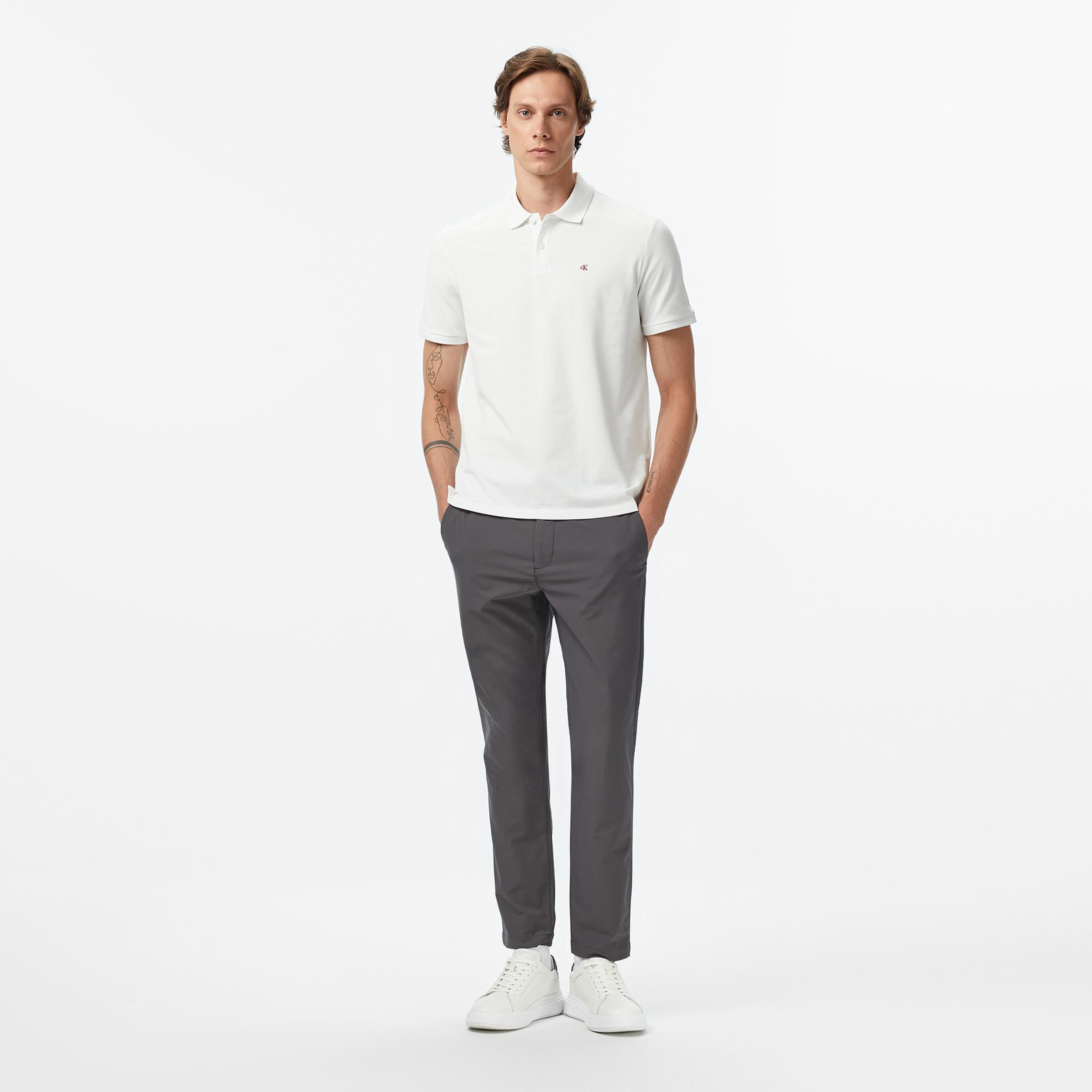 Calvin Klein Casual Pique Classic Erkek Beyaz Polo