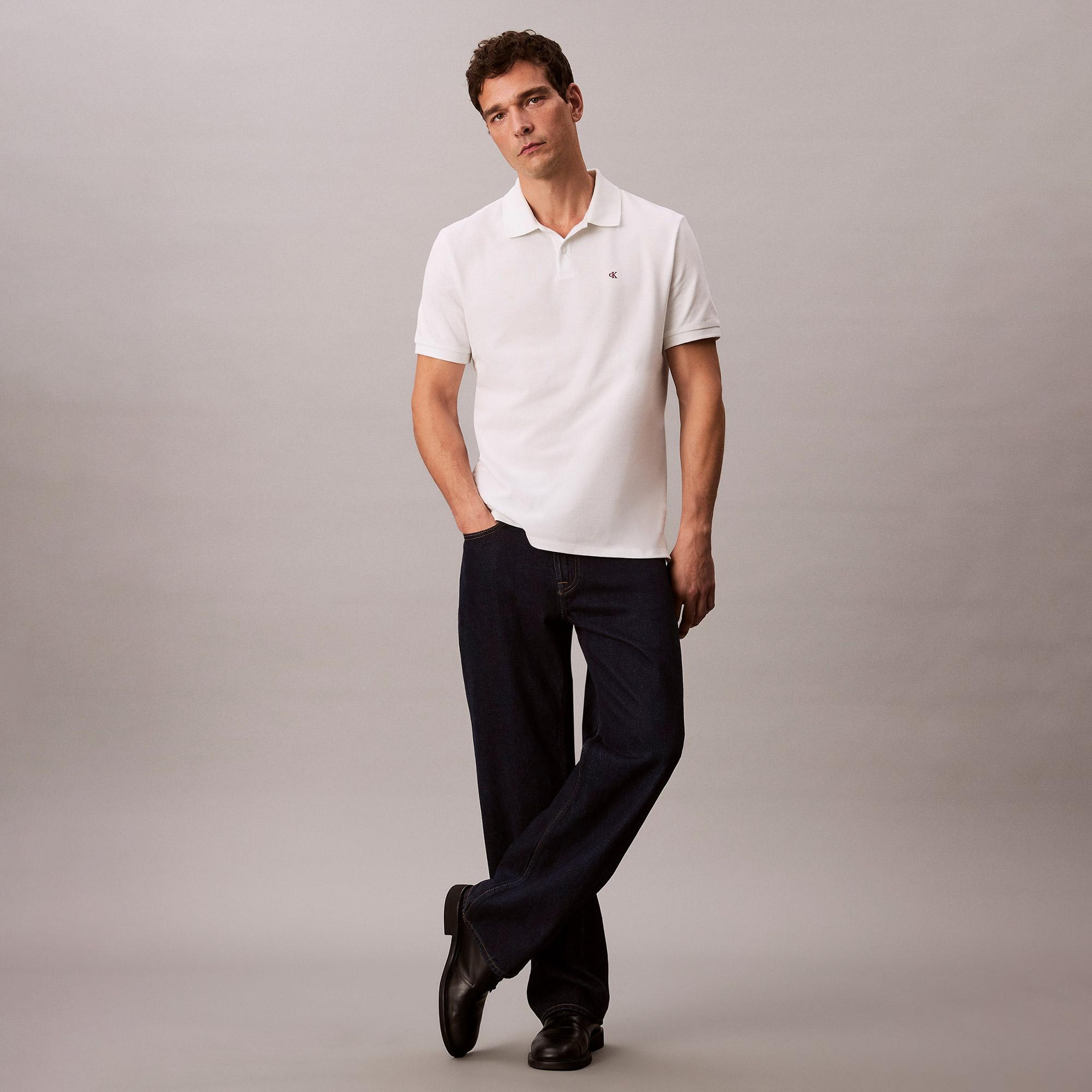 Calvin Klein Casual Pique Classic Erkek Beyaz Polo
