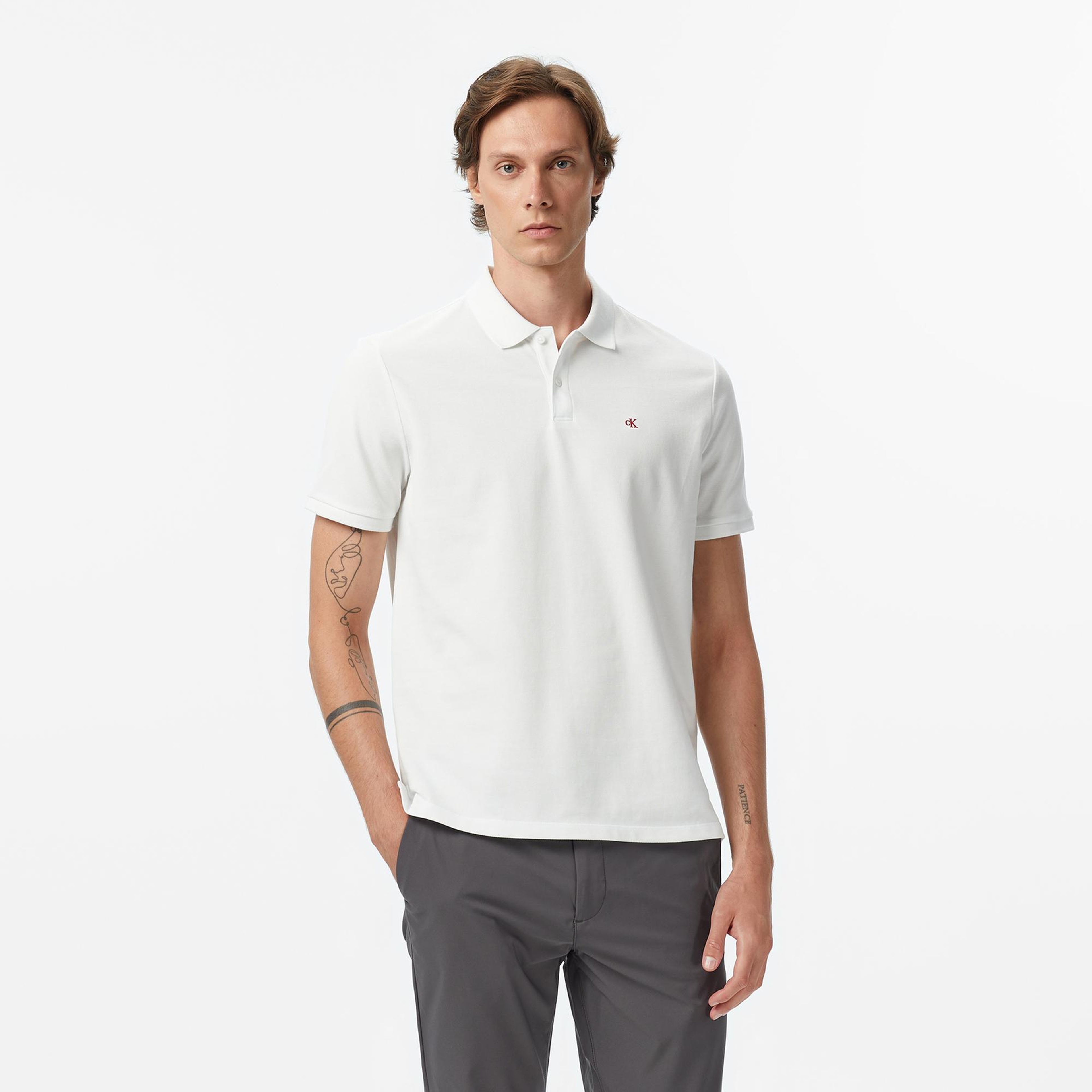 Calvin Klein Casual Pique Classic Erkek Beyaz Polo
