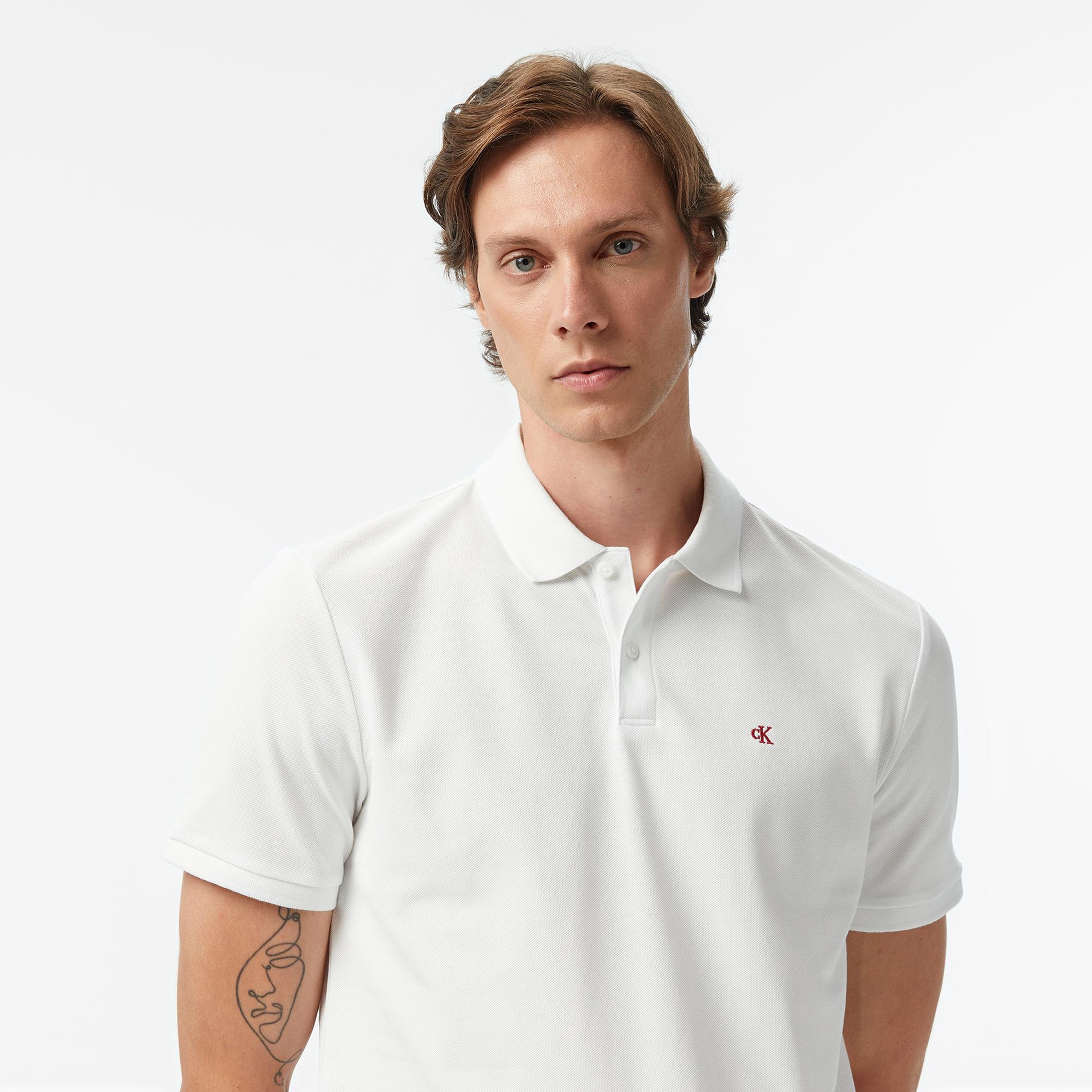 Calvin Klein Casual Pique Classic Erkek Beyaz Polo