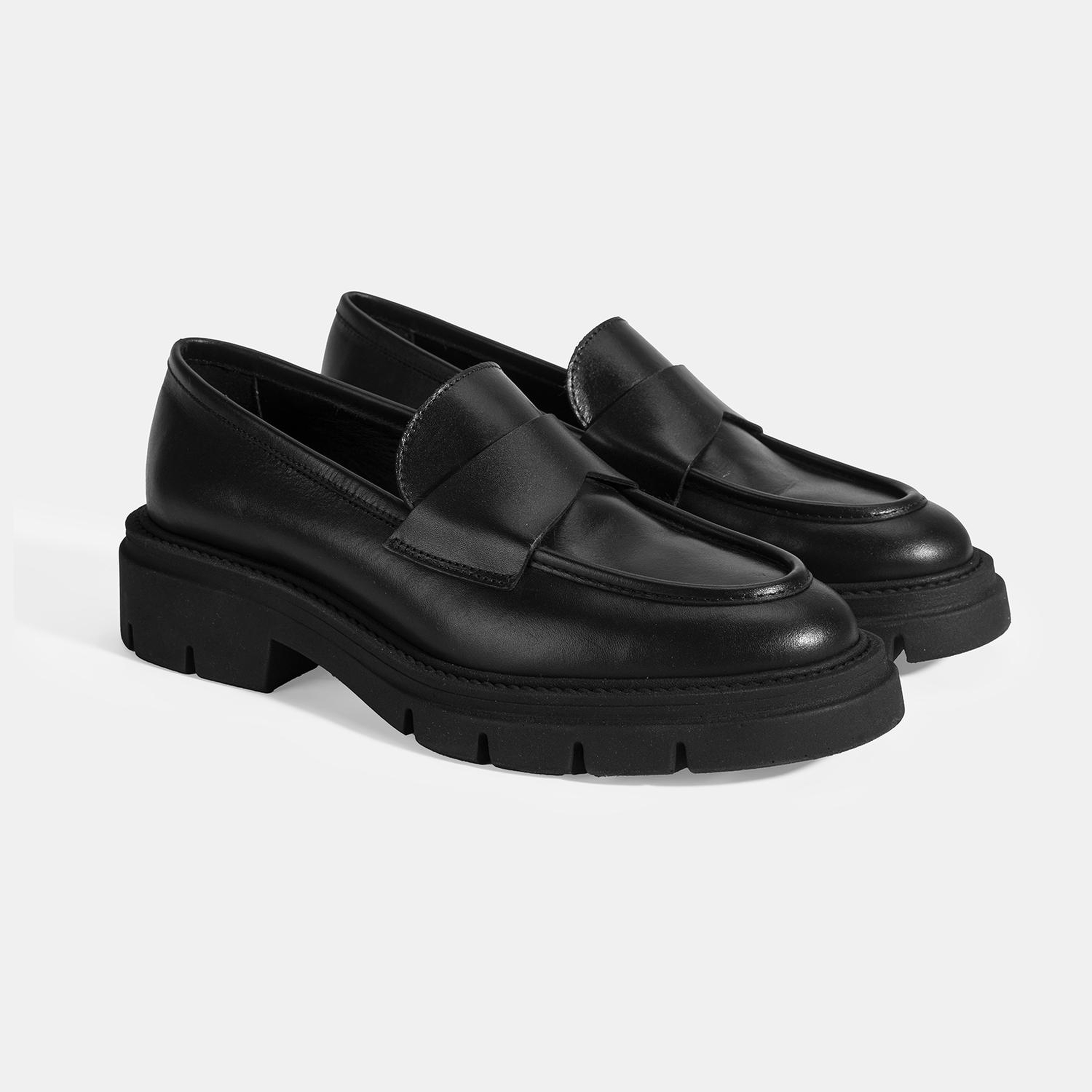 Kadın Siyah Deri Loafer