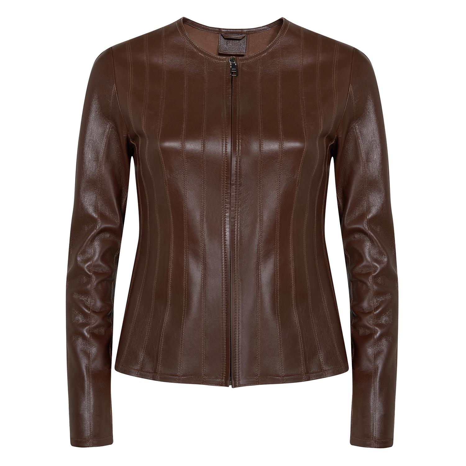 Deundria Kadın Fit Panelli Deri Ceket