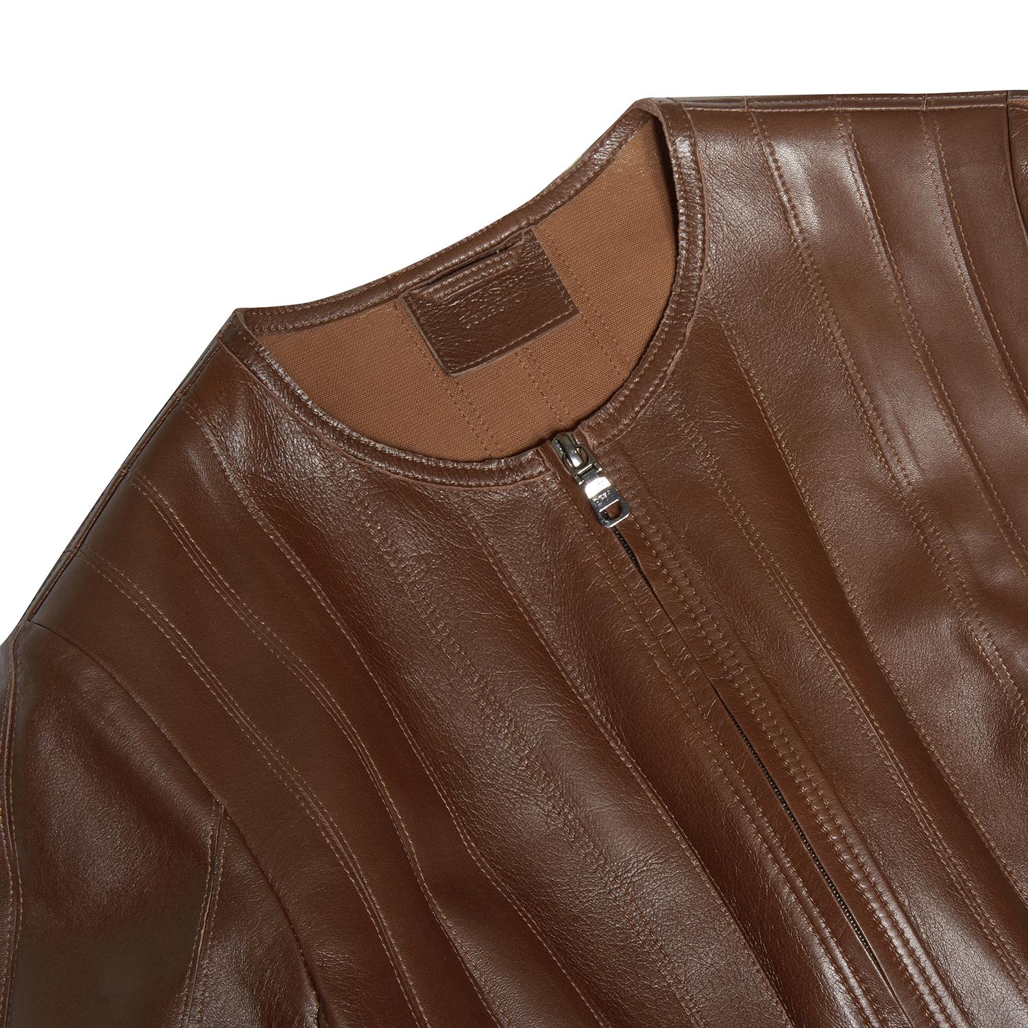 Deundria Kadın Fit Panelli Deri Ceket