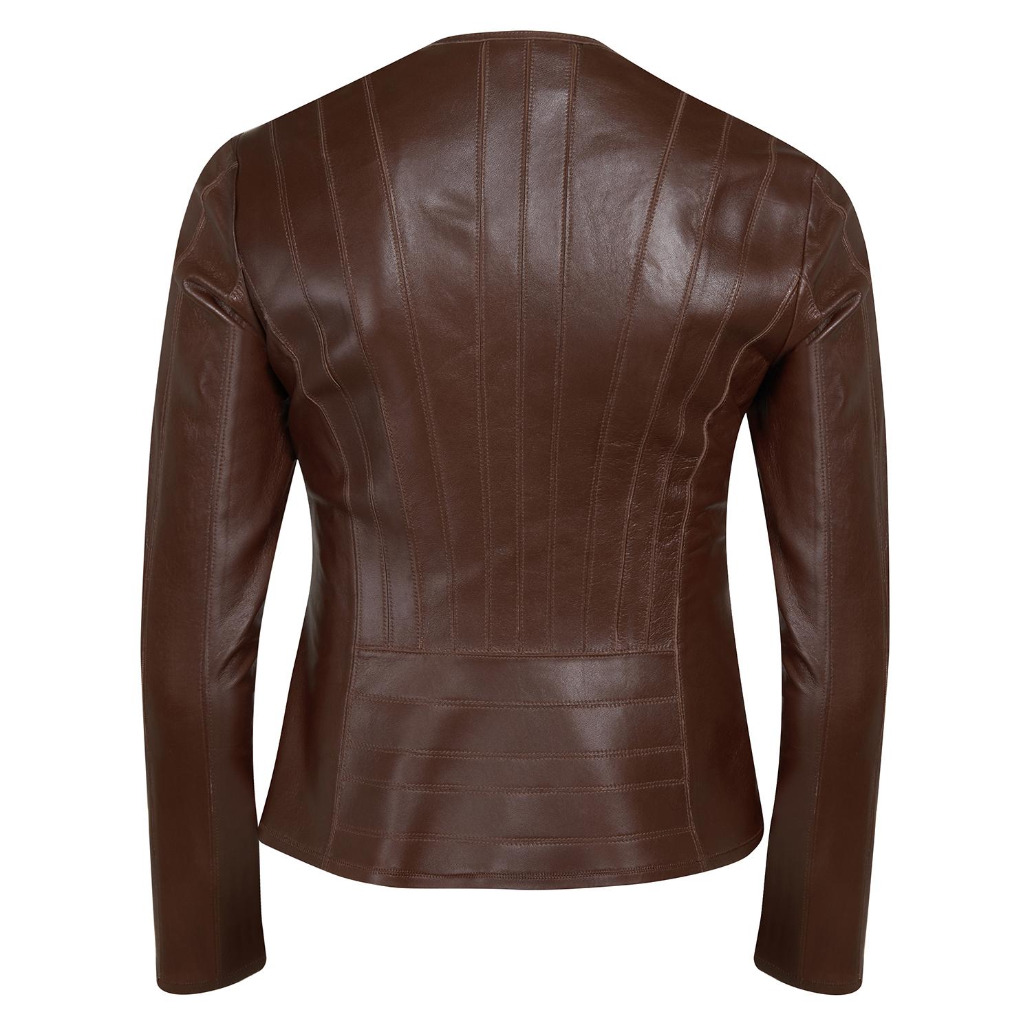 Deundria Kadın Fit Panelli Deri Ceket