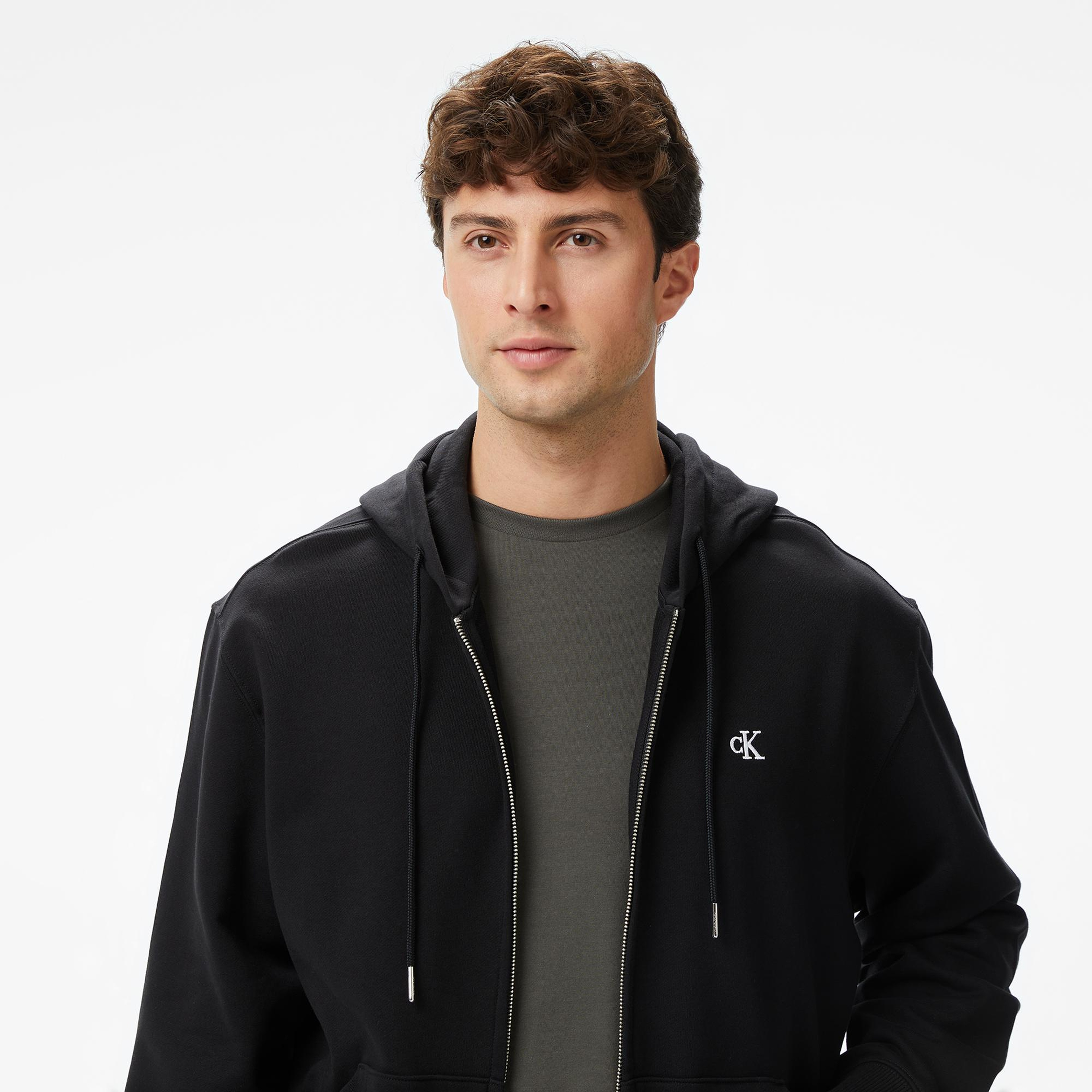 Calvin Klein Terry Monogram Erkek Siyah Sweatshirt