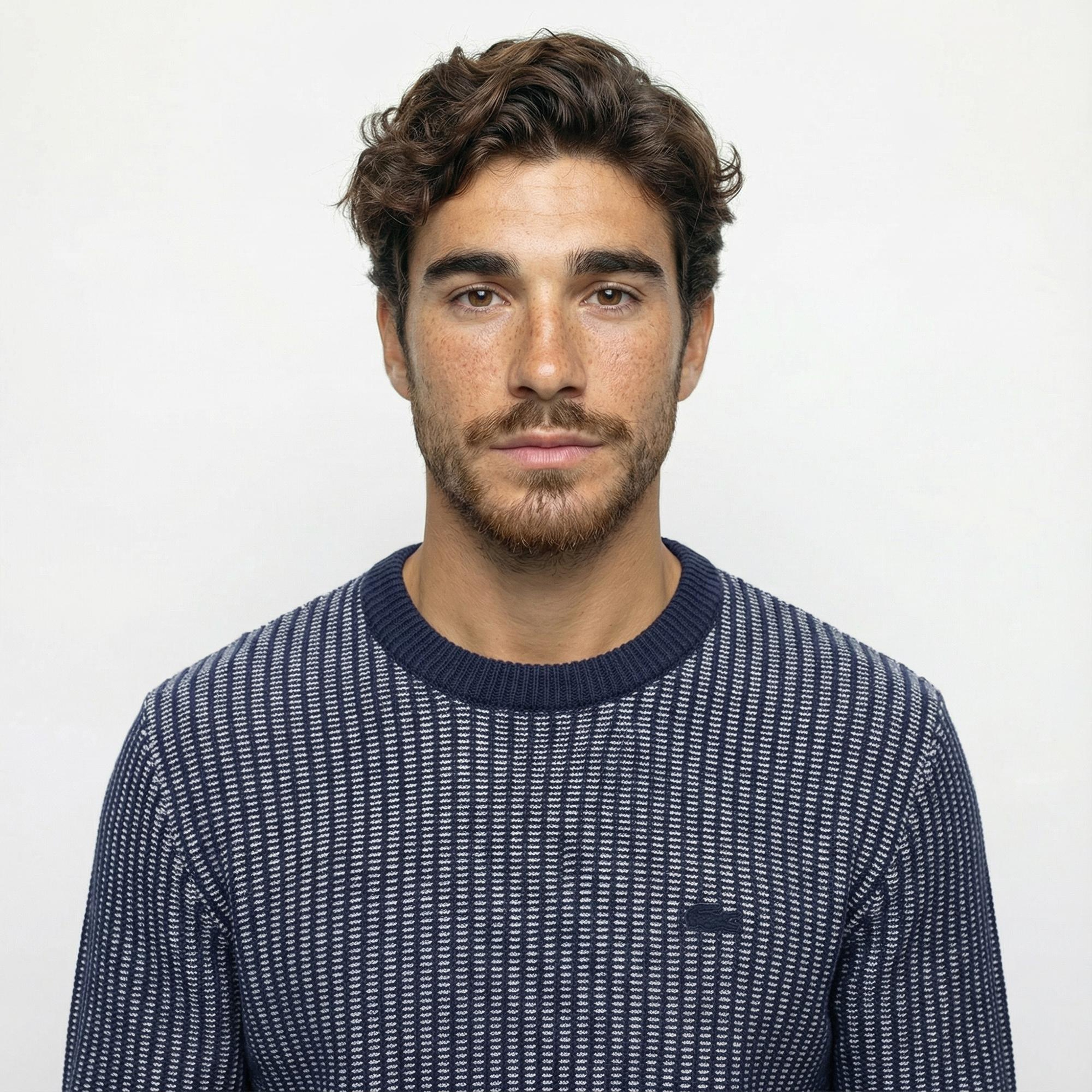 Lacoste Erkek Classic Fit Bisiklet Yaka Desenli Lacivert Kazak