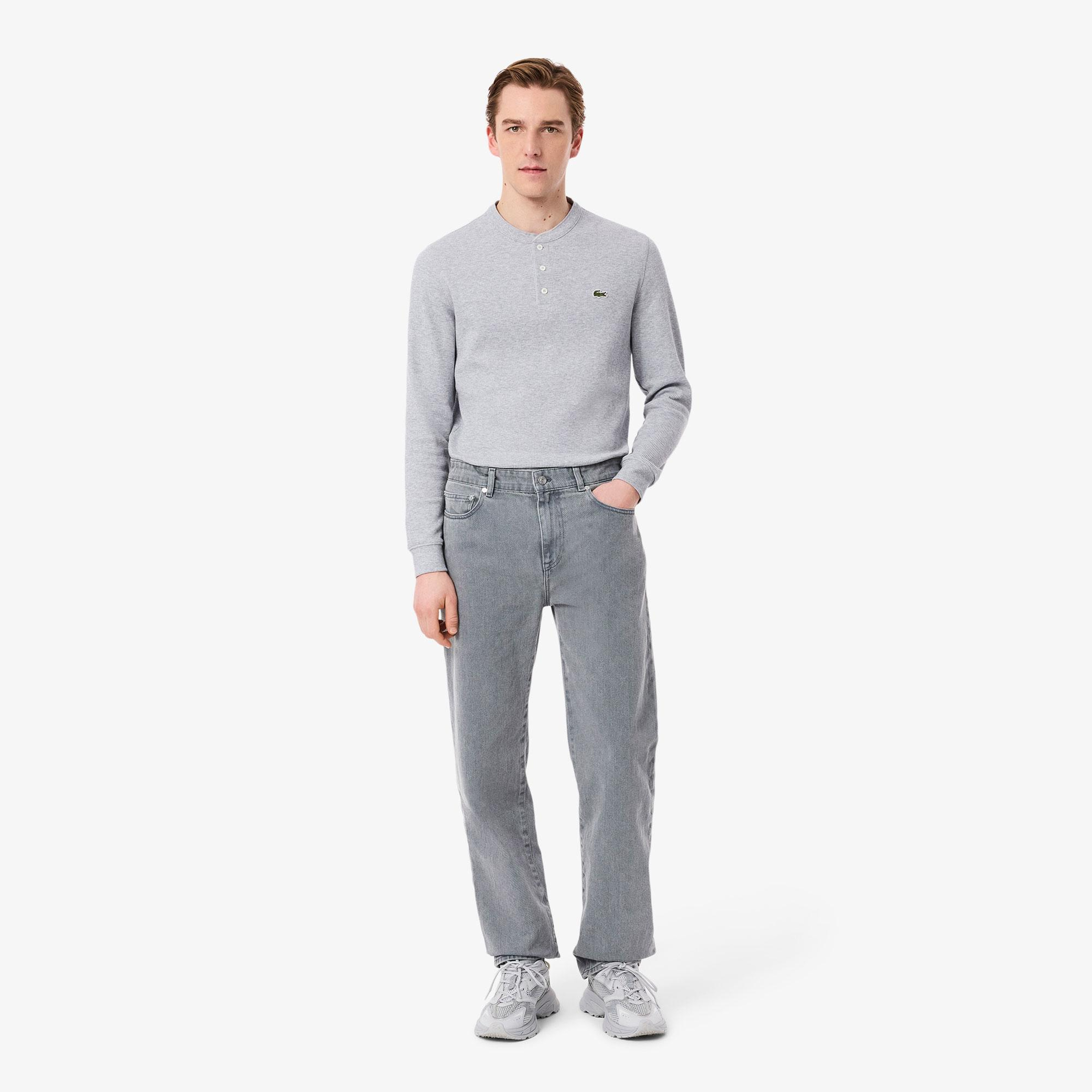 Lacoste Erkek Straight Fit Gri Jean Pantolon