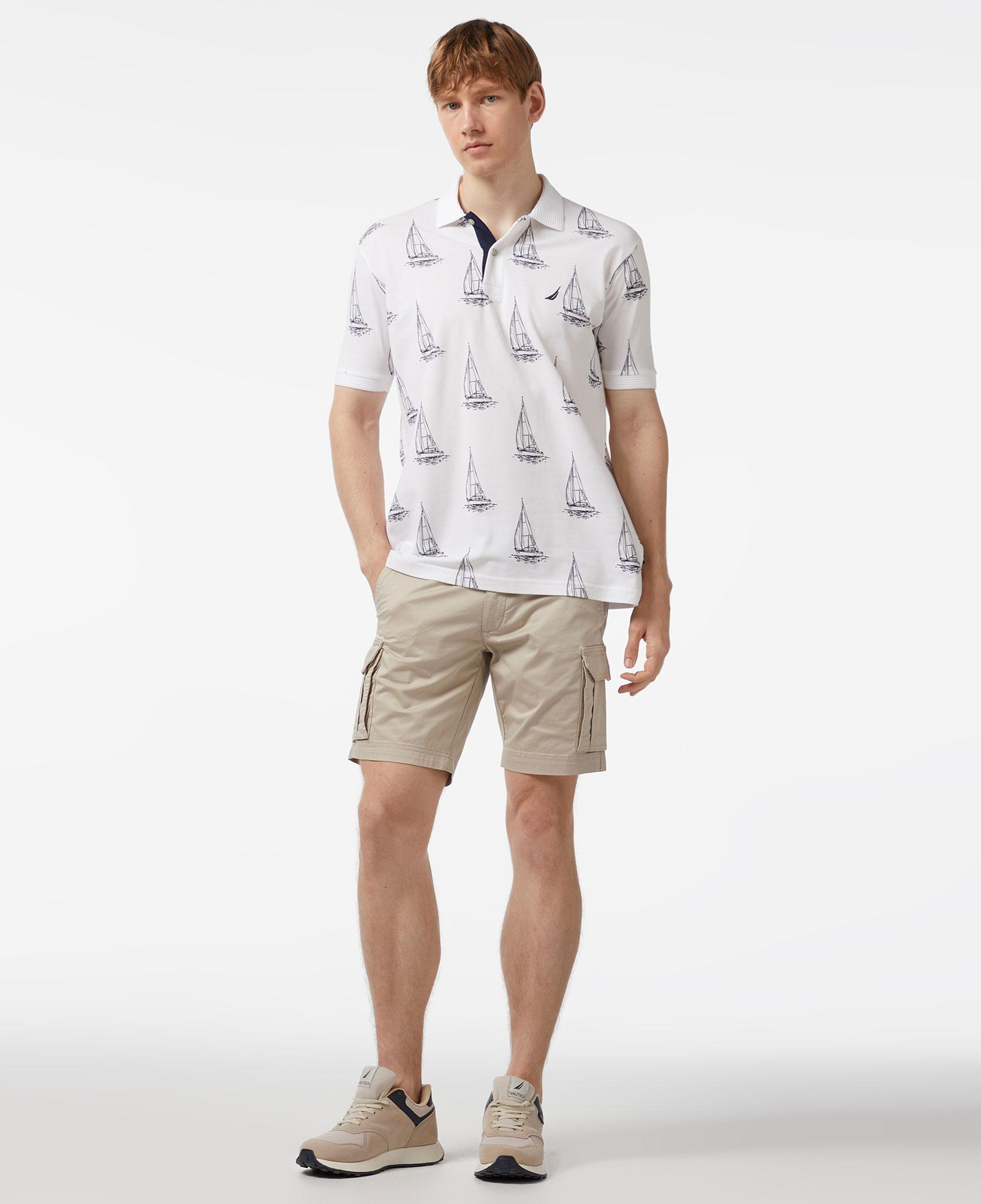 Nautica Erkek Beyaz Classic Fit Kısa Kollu Desenli Polo Yaka T-Shirt