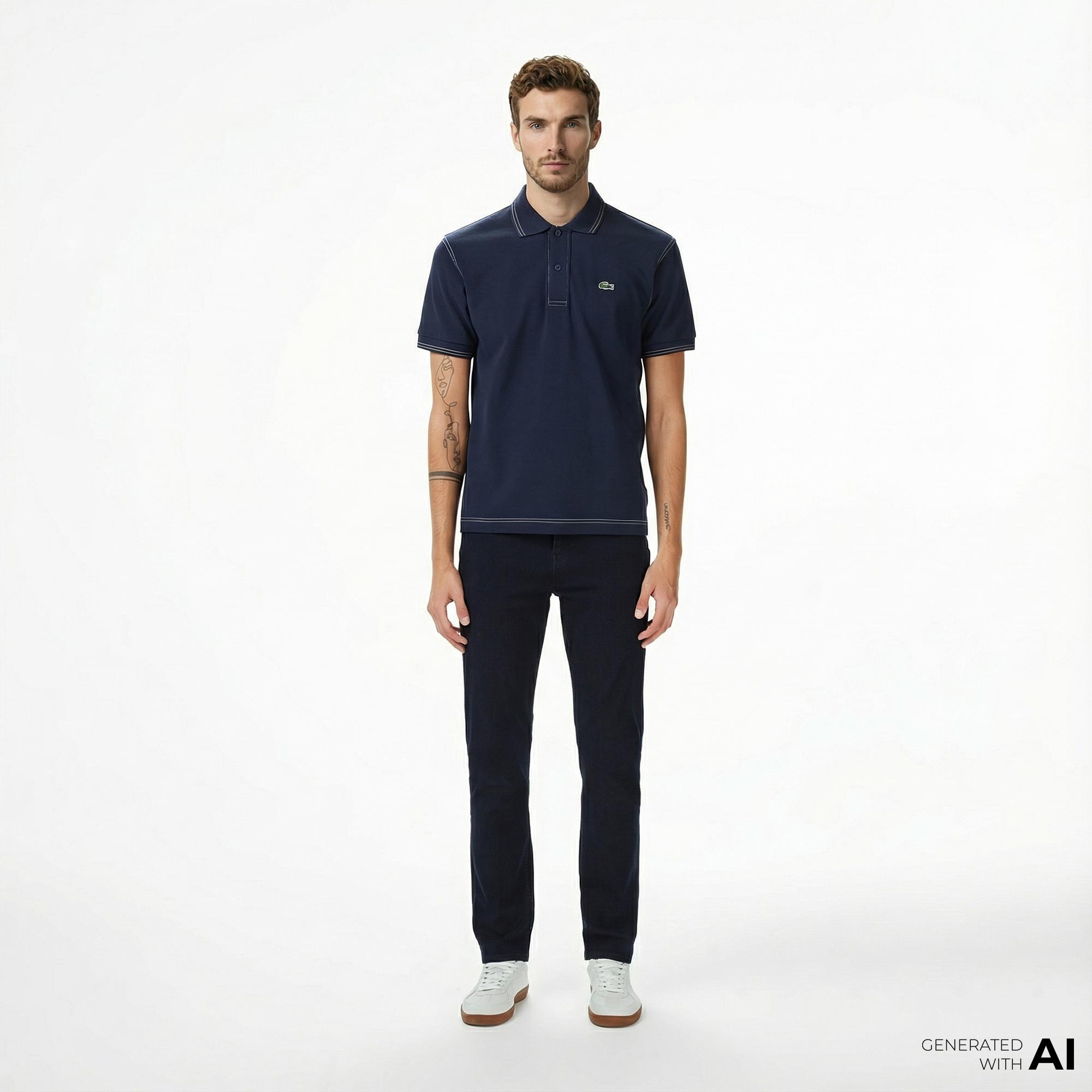 Lacoste Erkek Slim Fit Koyu Mavi Jean Pantolon