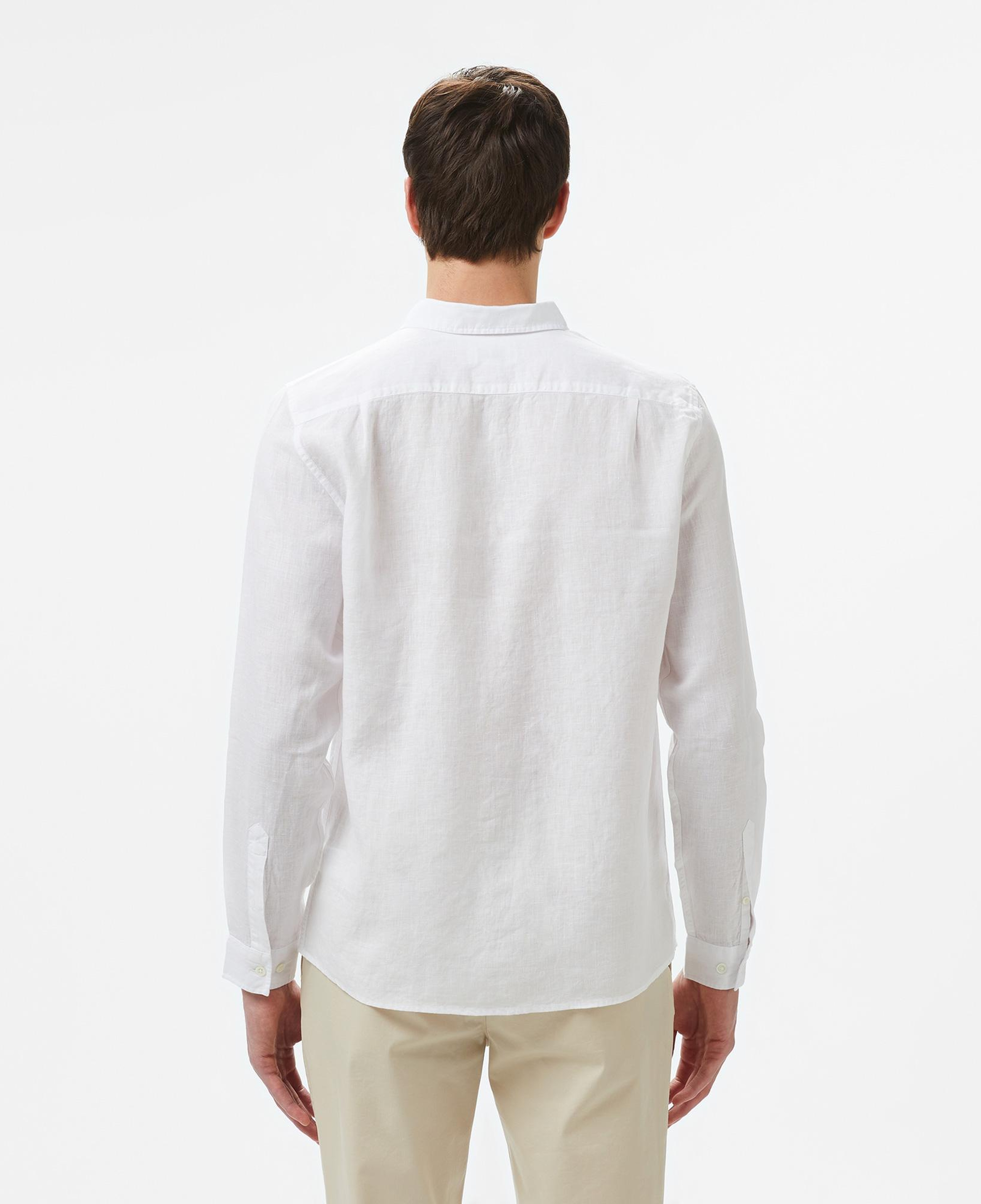 Lacoste Erkek Regular Fit Düğmeli Yaka Keten Beyaz Gömlek