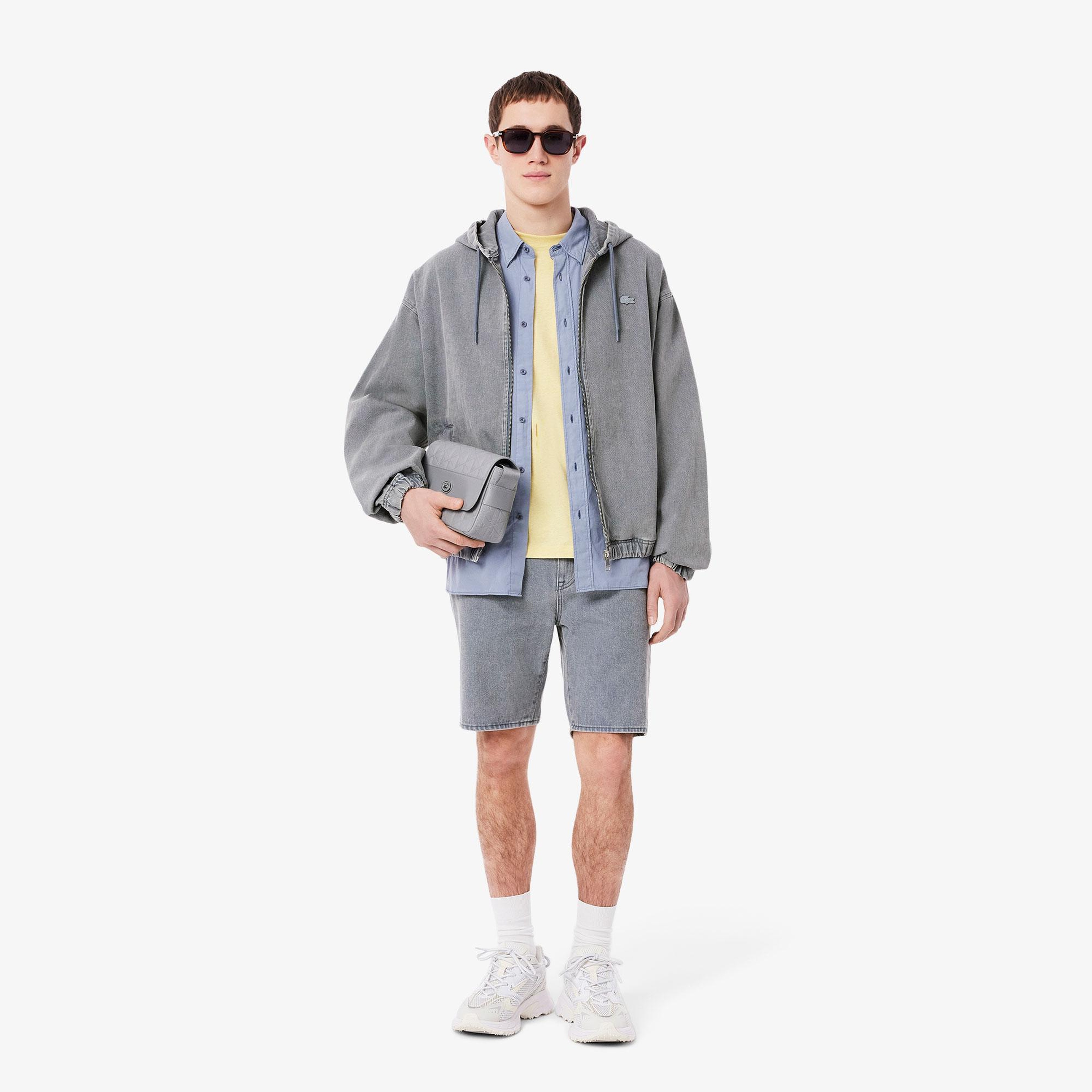 Lacoste Erkek Kapüşonlu Denim Gri Ceket
