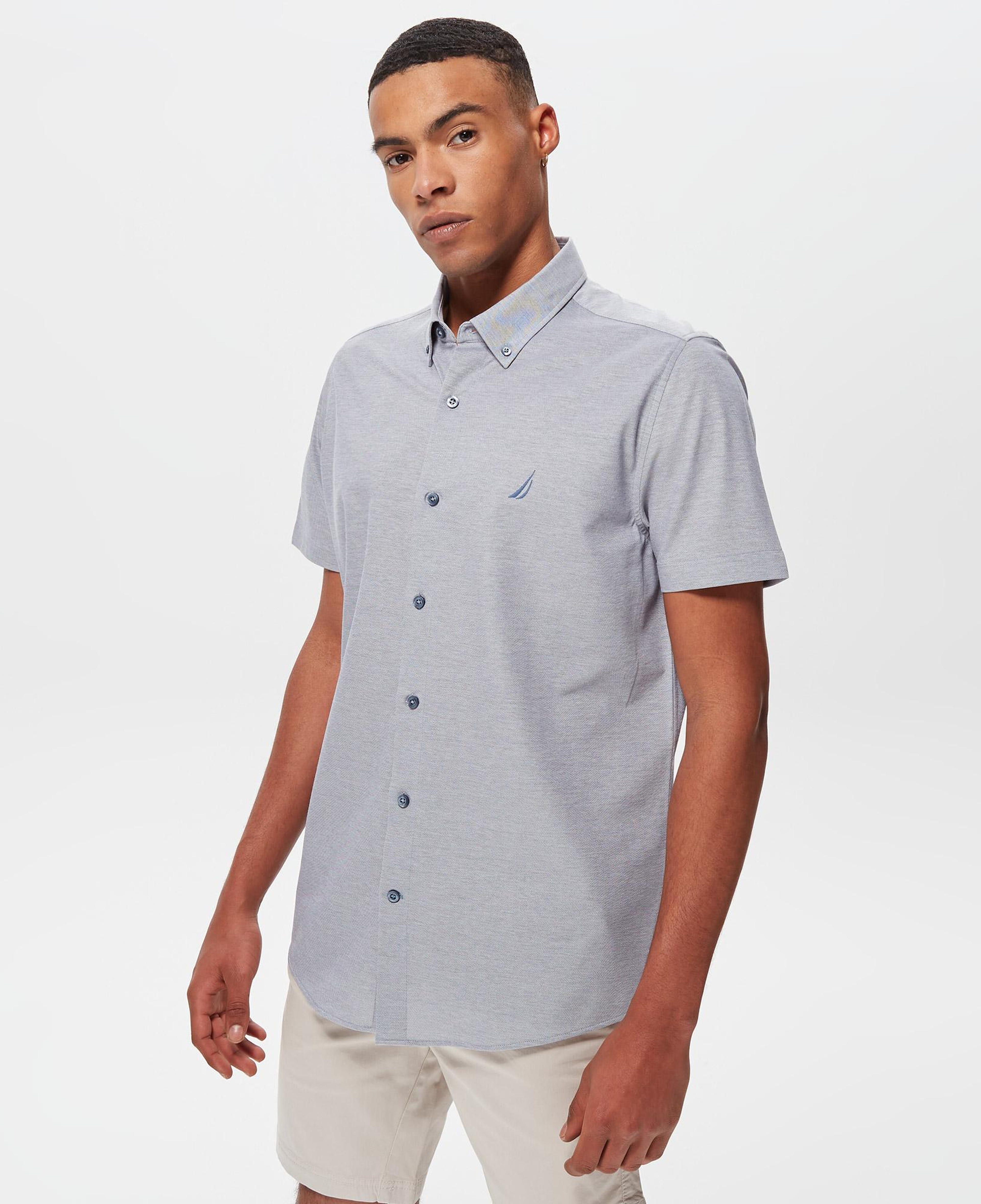 Nautica Erkek Mavi Slim Fit Kısa Kollu Gömlek