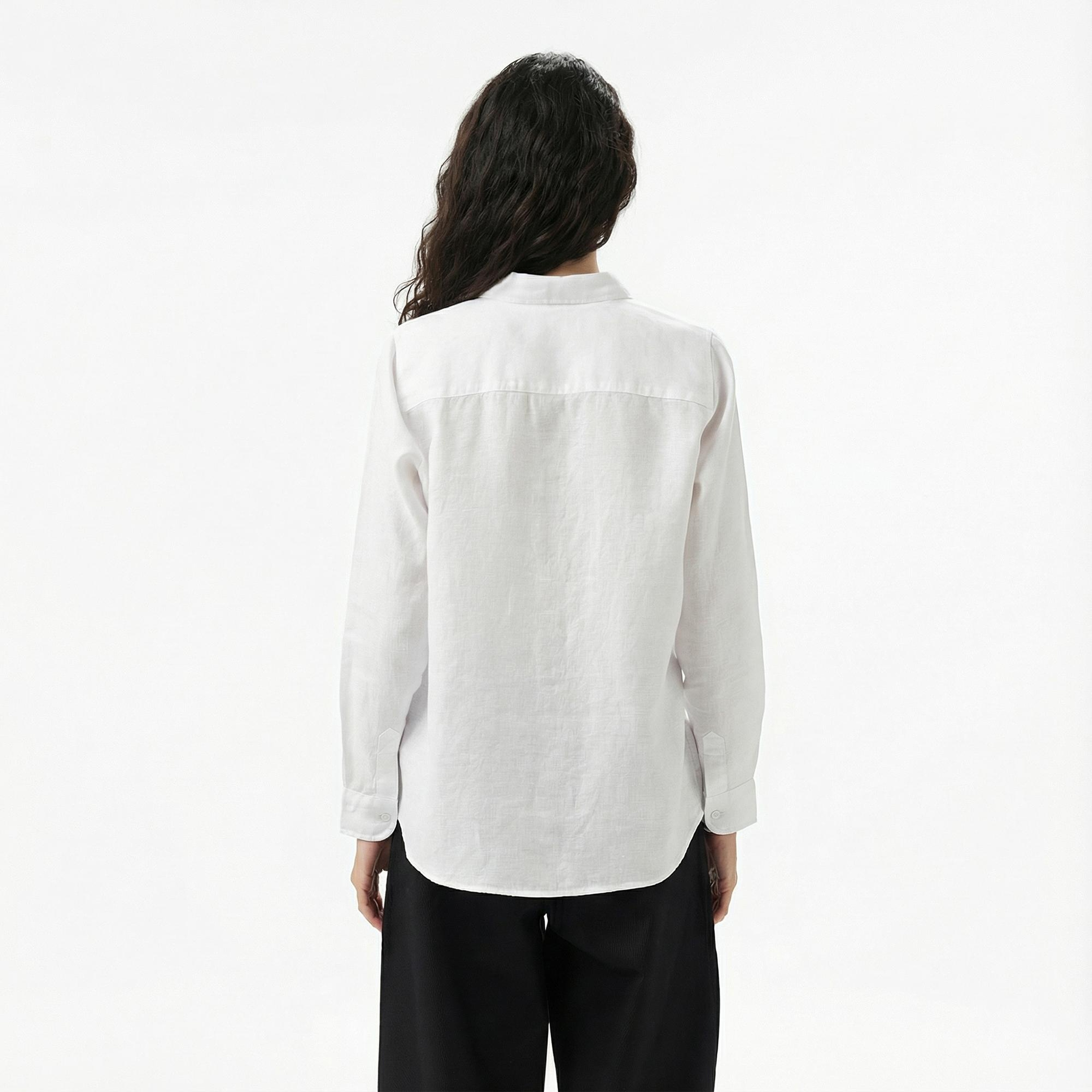 Lacoste Kadın Relaxed Fit Beyaz Gömlek