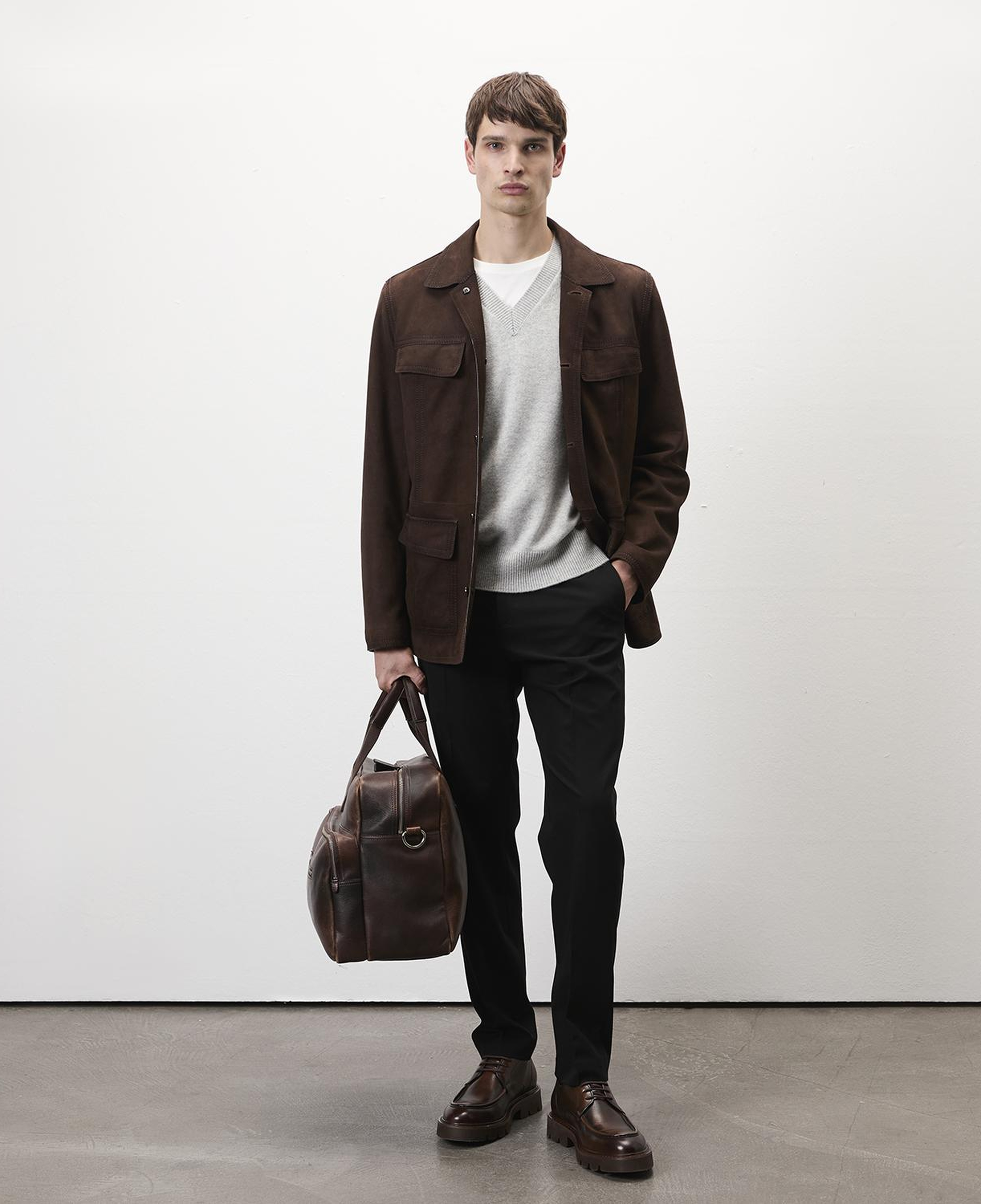 Arnie Kahve Erkek Süet Deri Ceket