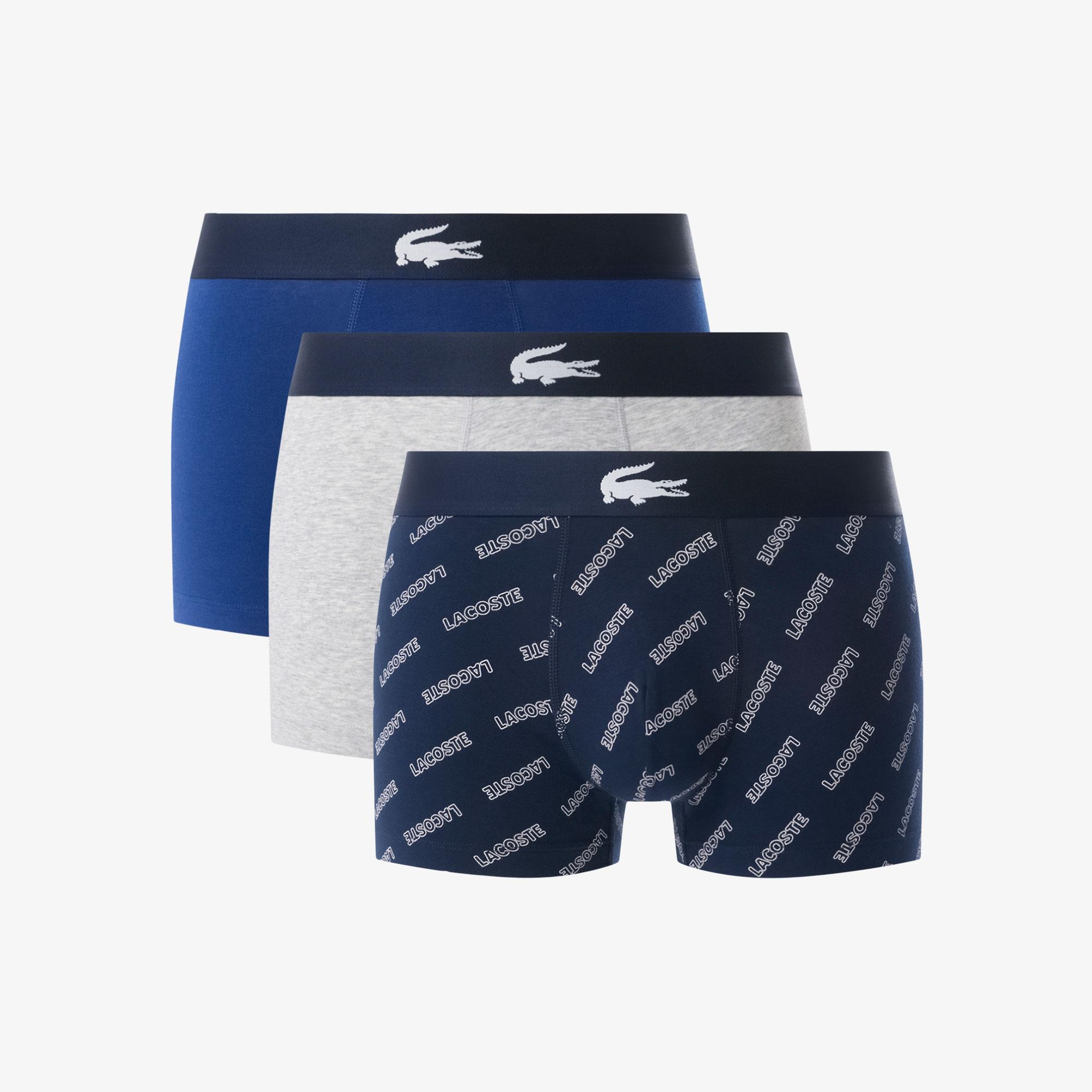 Lacoste Erkek Desenli 3'lü Renkli Boxer