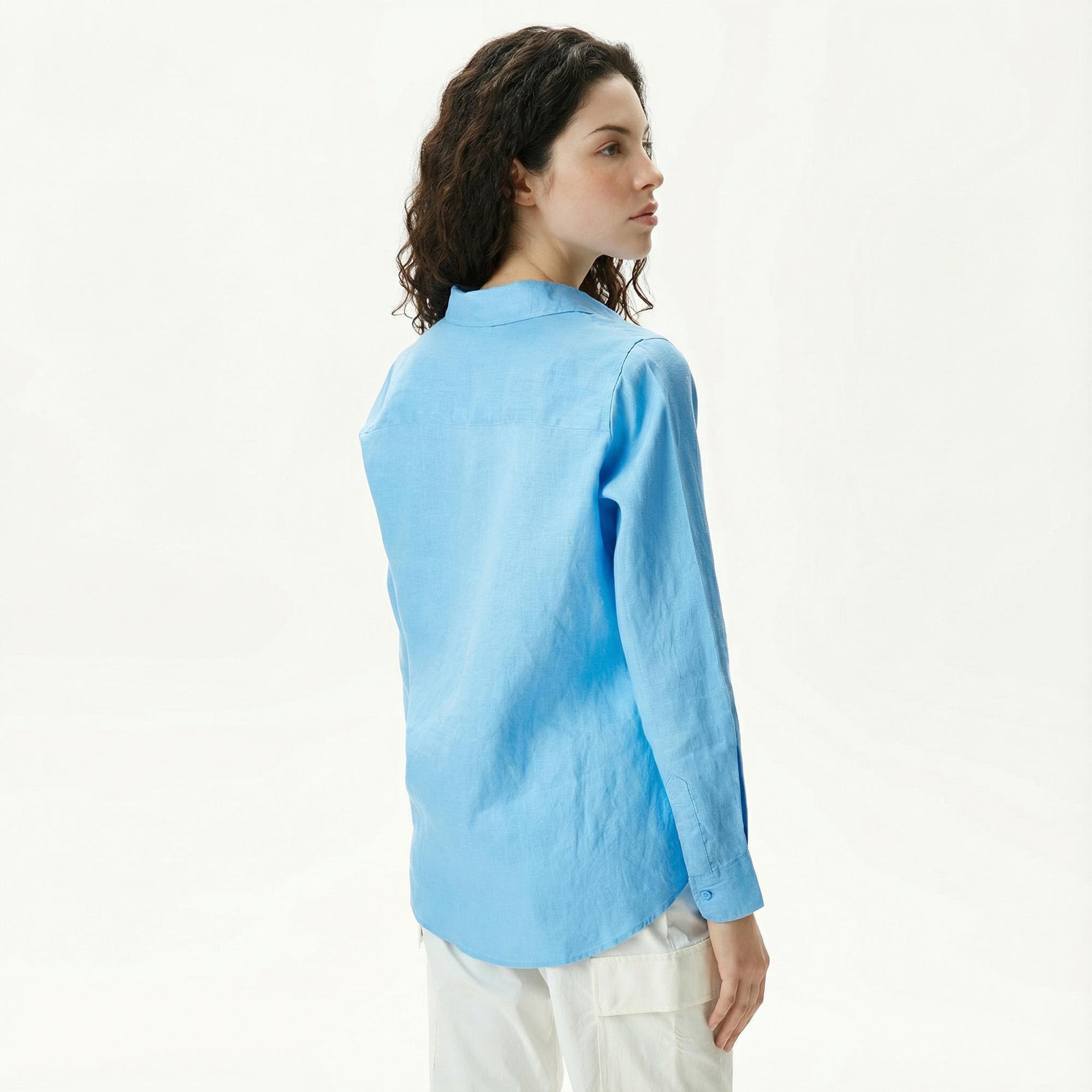 Lacoste Kadın Relaxed Fit Mavi Gömlek