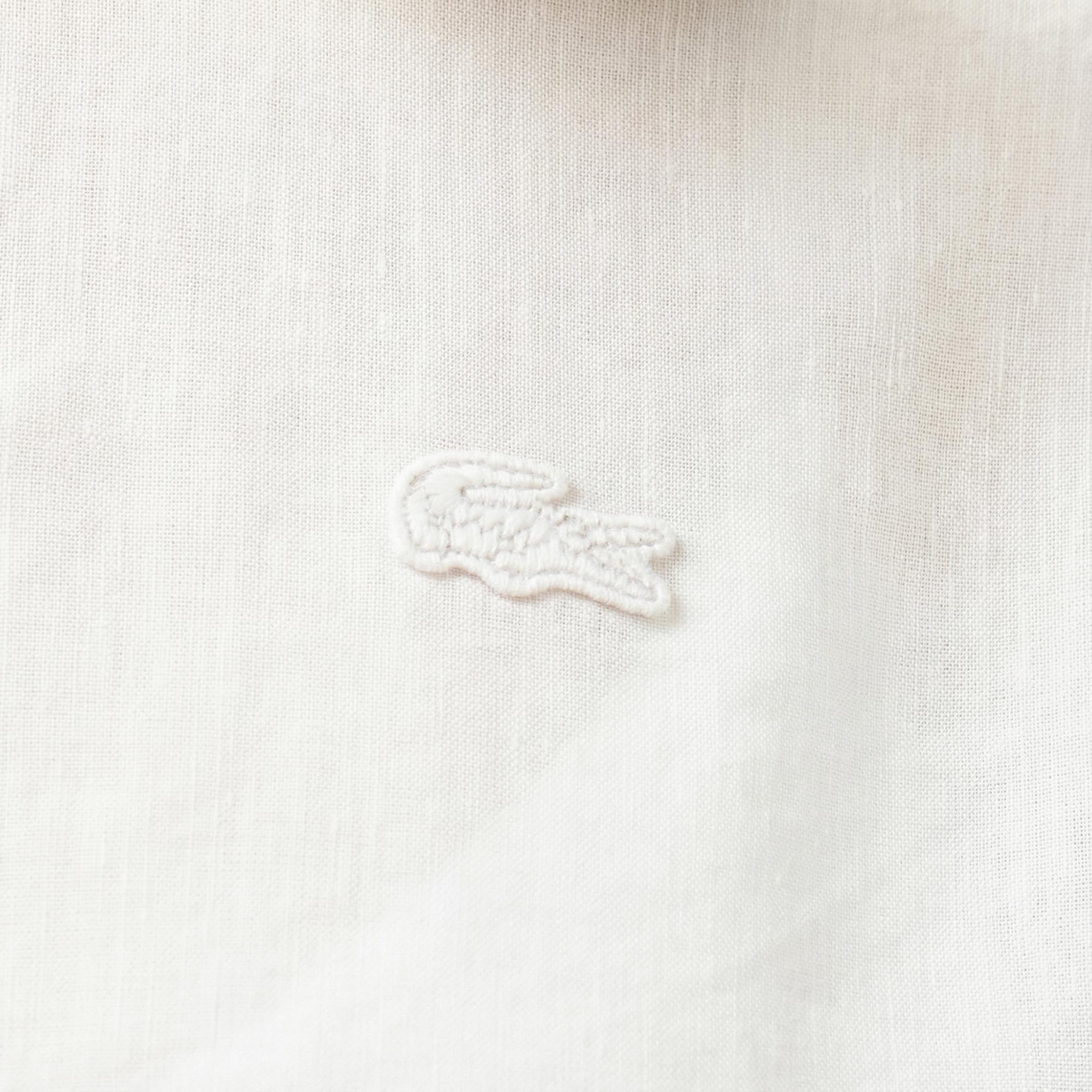 Lacoste Kadın Relaxed Fit Keten Beyaz Gömlek