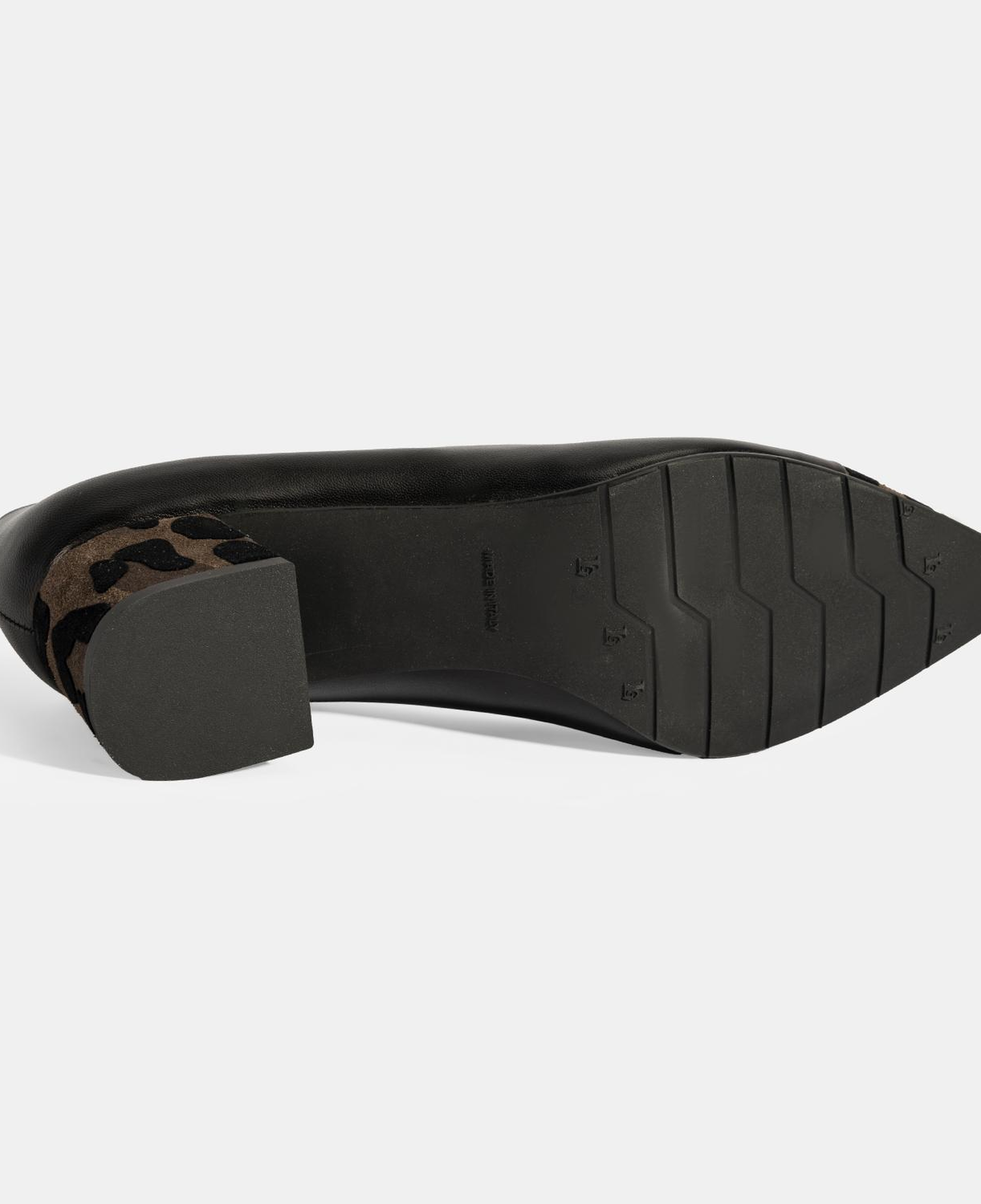 Luca Grossi Kadın Siyah Leopar Detaylı Topuklu Deri Ayakkabı