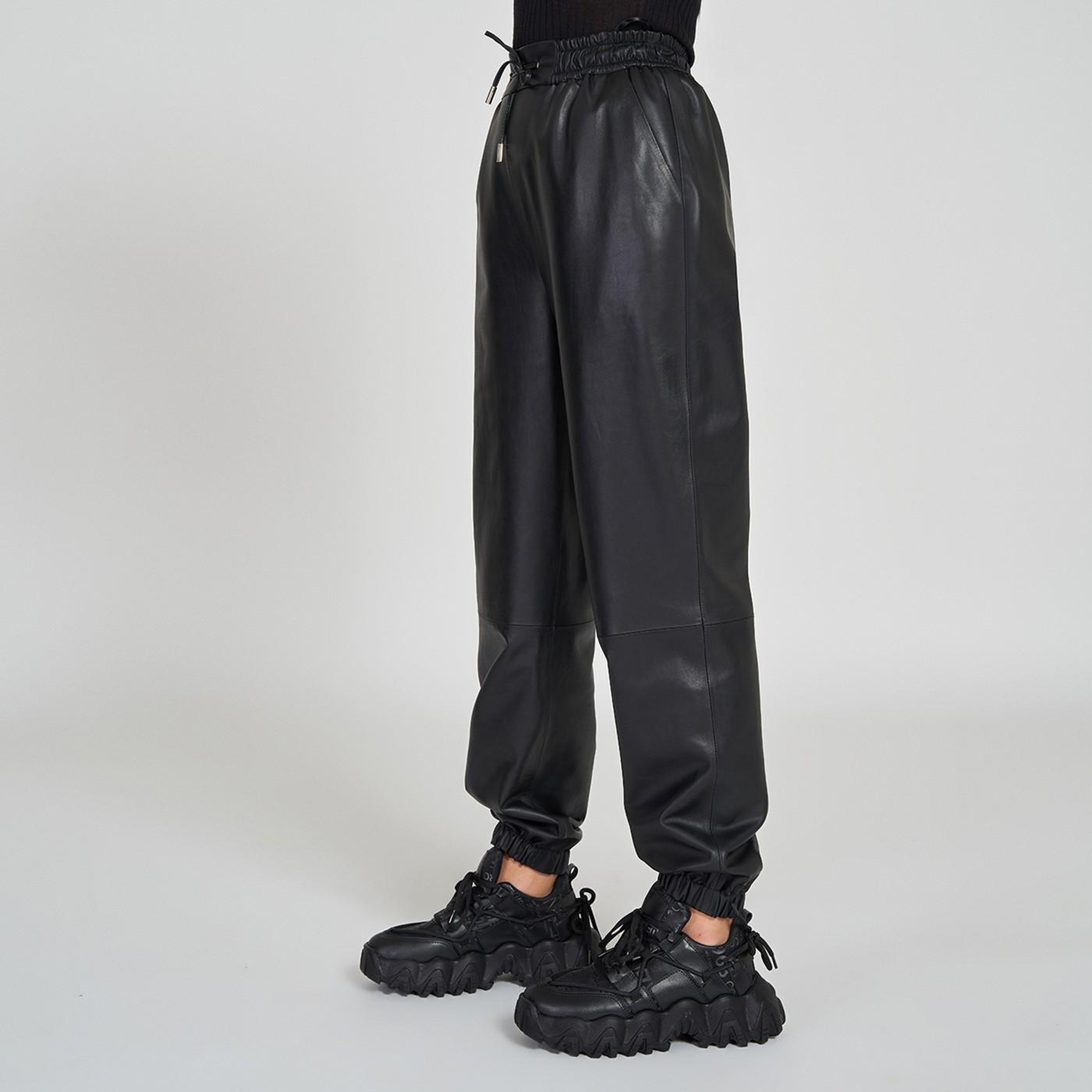 Rhonda Siyah Kadın Deri Pantolon